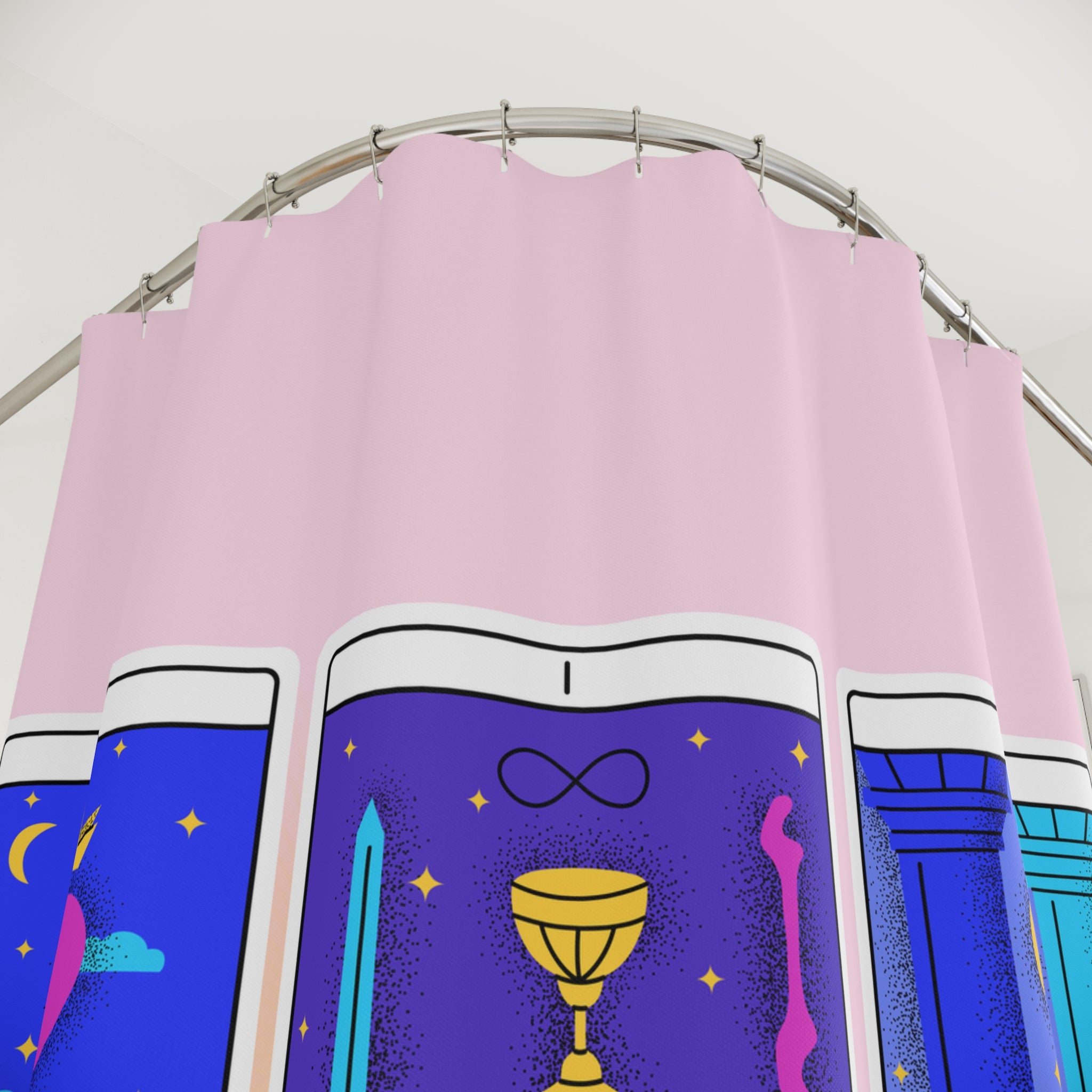 🔮✨ 90s-Y2K Tarot Card Shower Curtain – Empress & Magician Design 🌿🛁