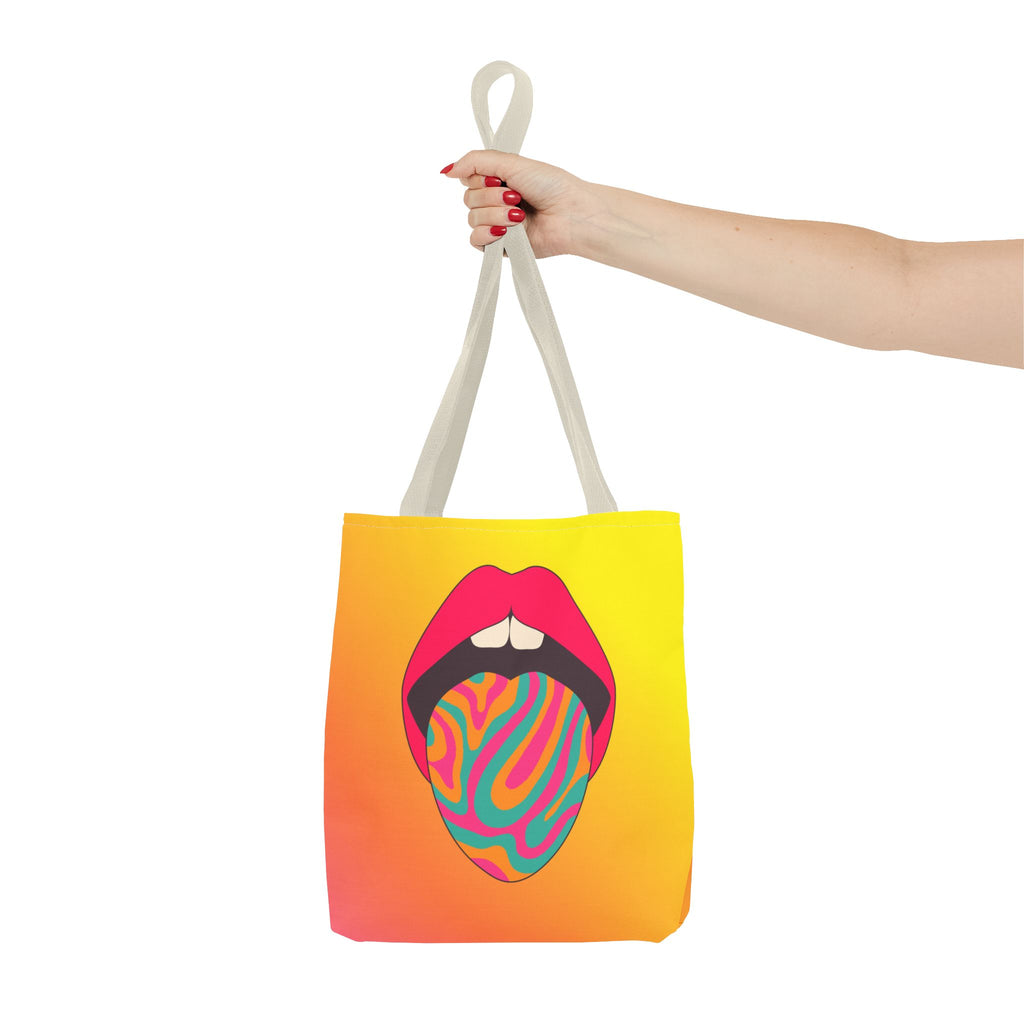 👄🌈 60s–70s Psychedelic Lips & Tongue Tote Bag ✨🍄