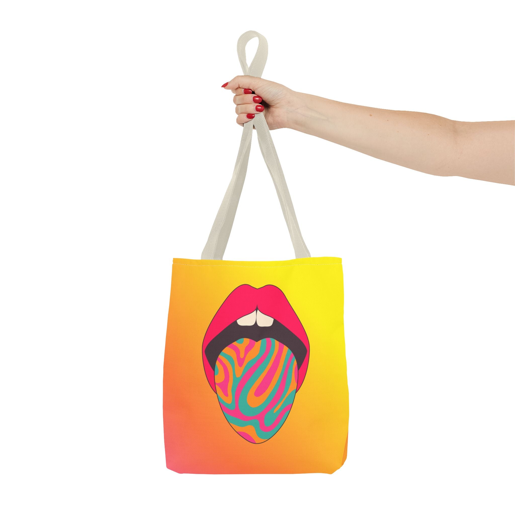 👄🌈 60s–70s Psychedelic Lips & Tongue Tote Bag ✨🍄