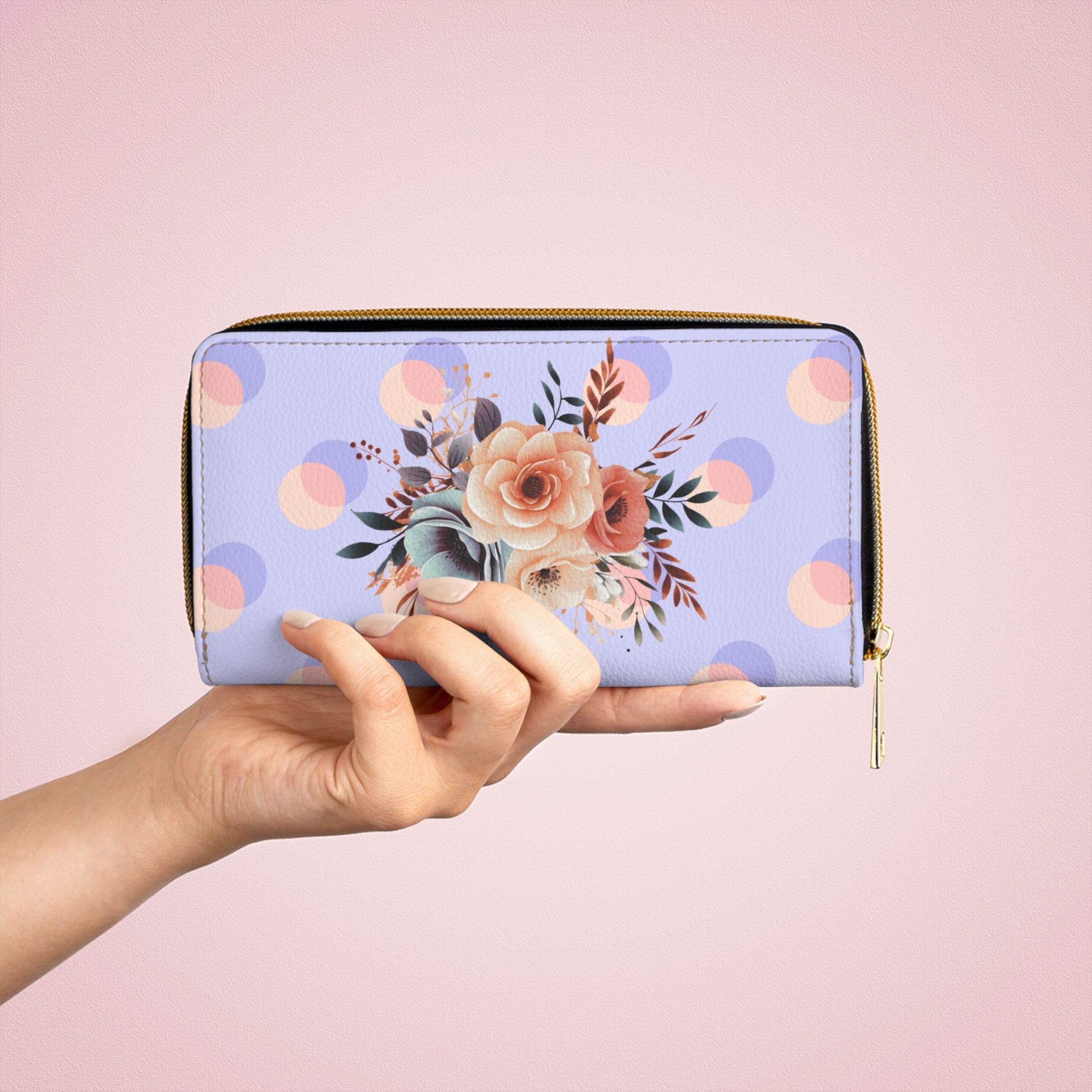 50s Retro Woman Light Purple & Peach Florals Wallet 🌸💜🌷