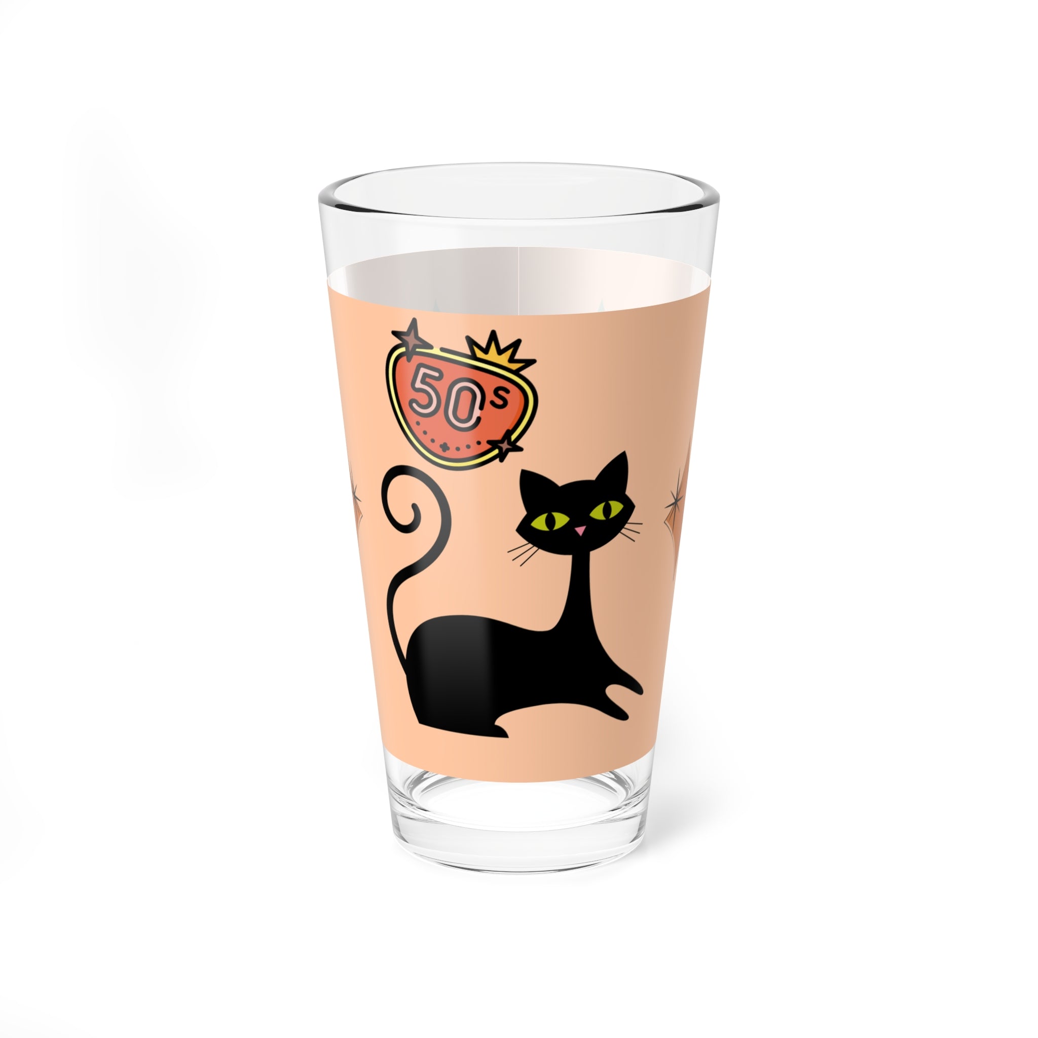 🖤 50s Black Cat Decor Glass