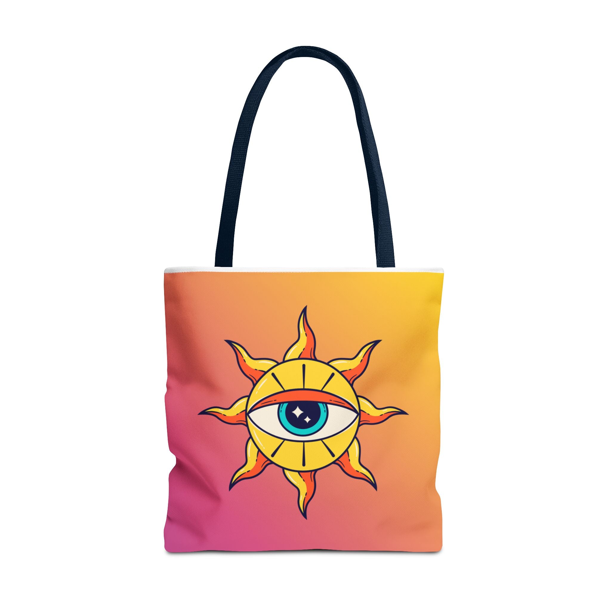 🌞👁️ 70s All-Seeing Eye Sun Design Tote Bag ✨🌿
