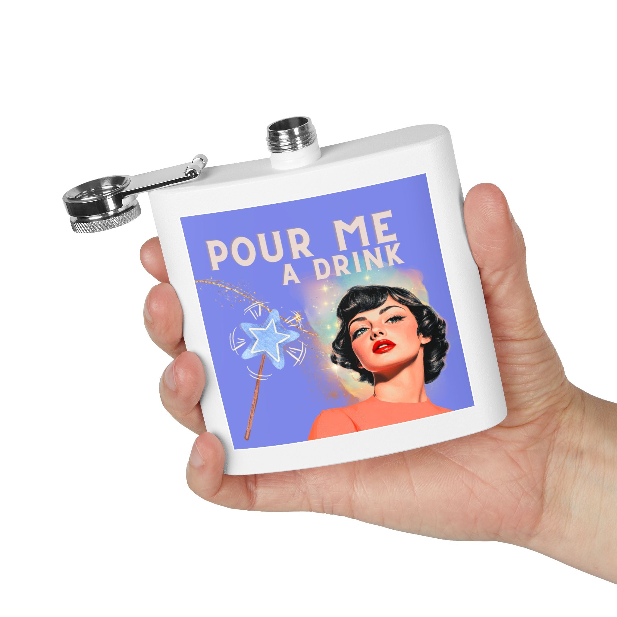 Pour Me a Drink – Retro Woman Magical Wand Flask