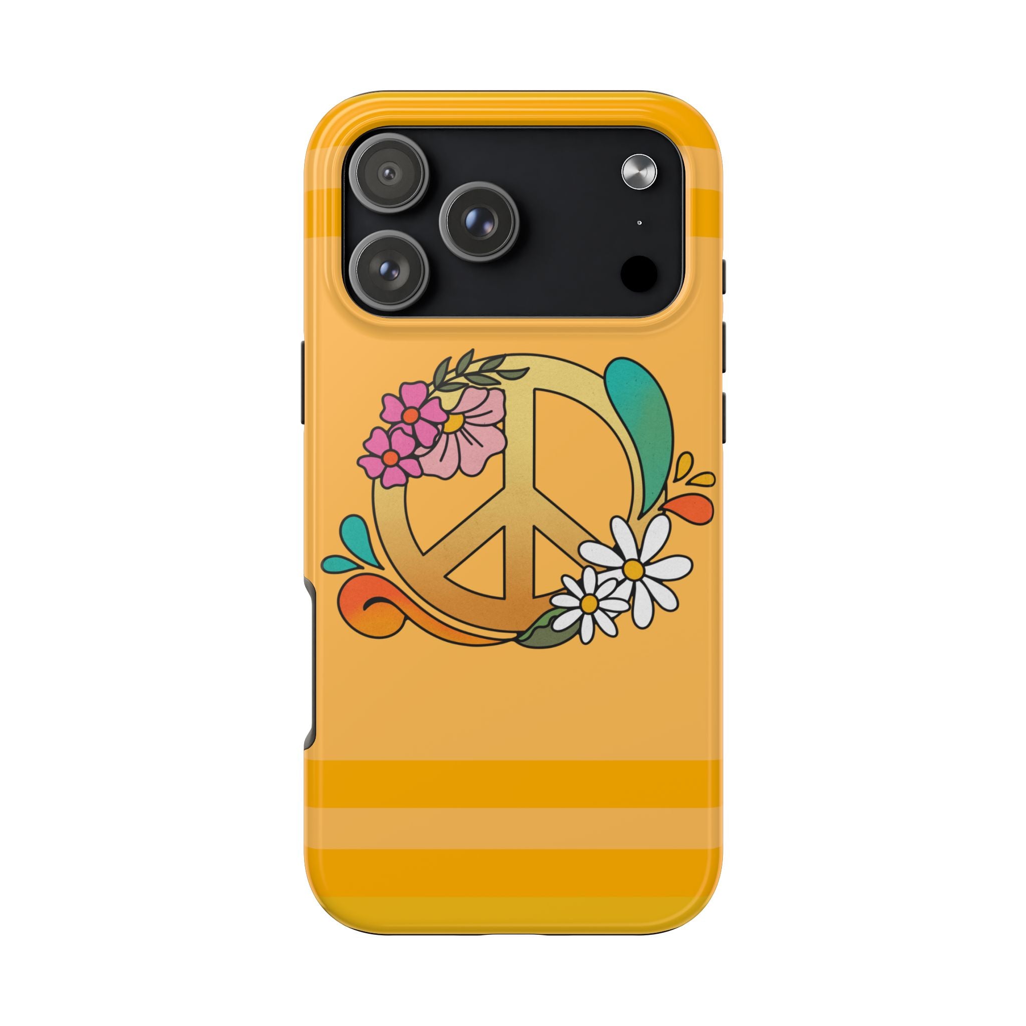 60s–70s Yellow Peace Sign Phone Case ✌️📱