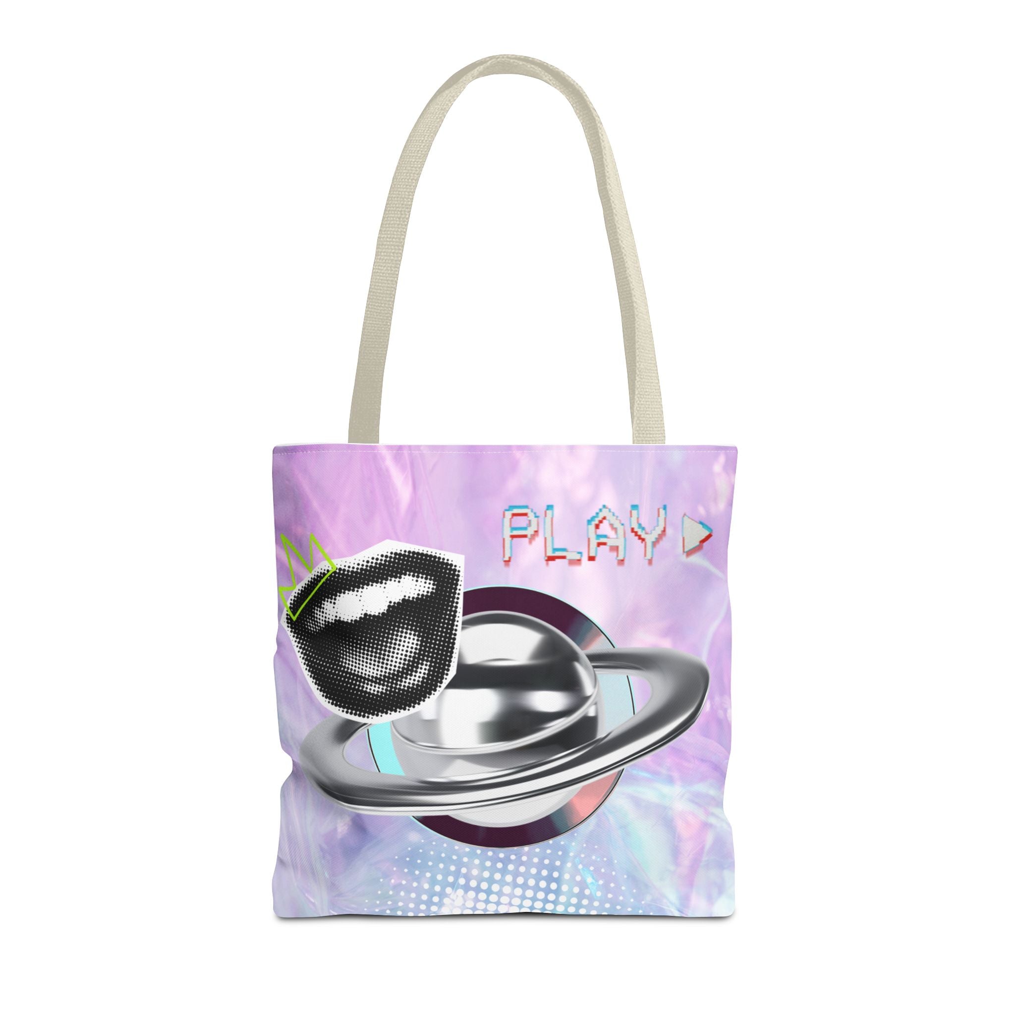 🪐💻 Y2K Saturn Start Button Tote Bag ✨🌈