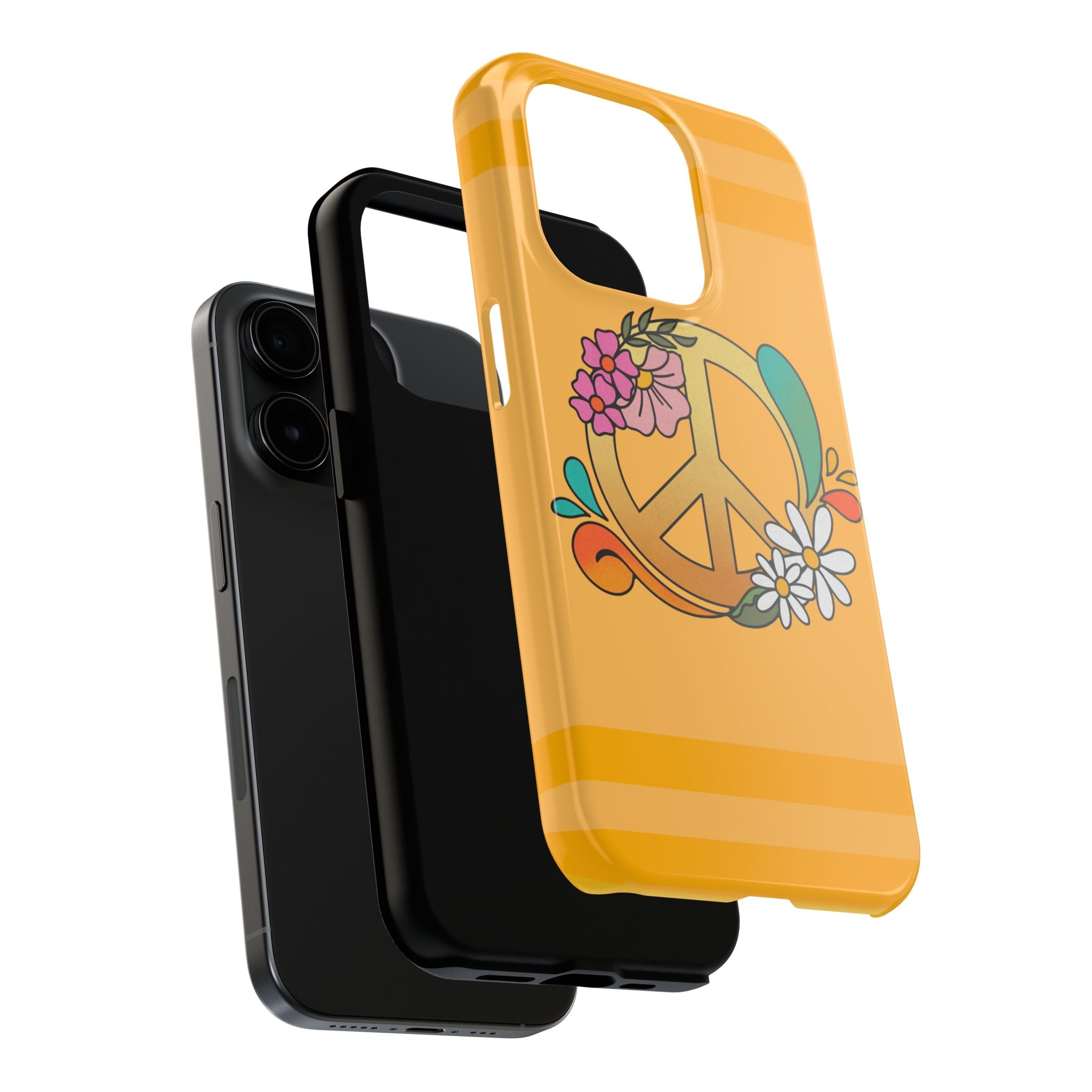 60s–70s Yellow Peace Sign Phone Case ✌️📱