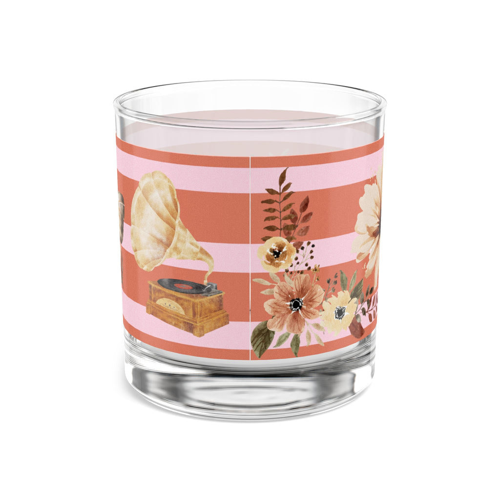 Golden Era Gramophone Floral Glass – 1950s Retro Charm 🌸🎶