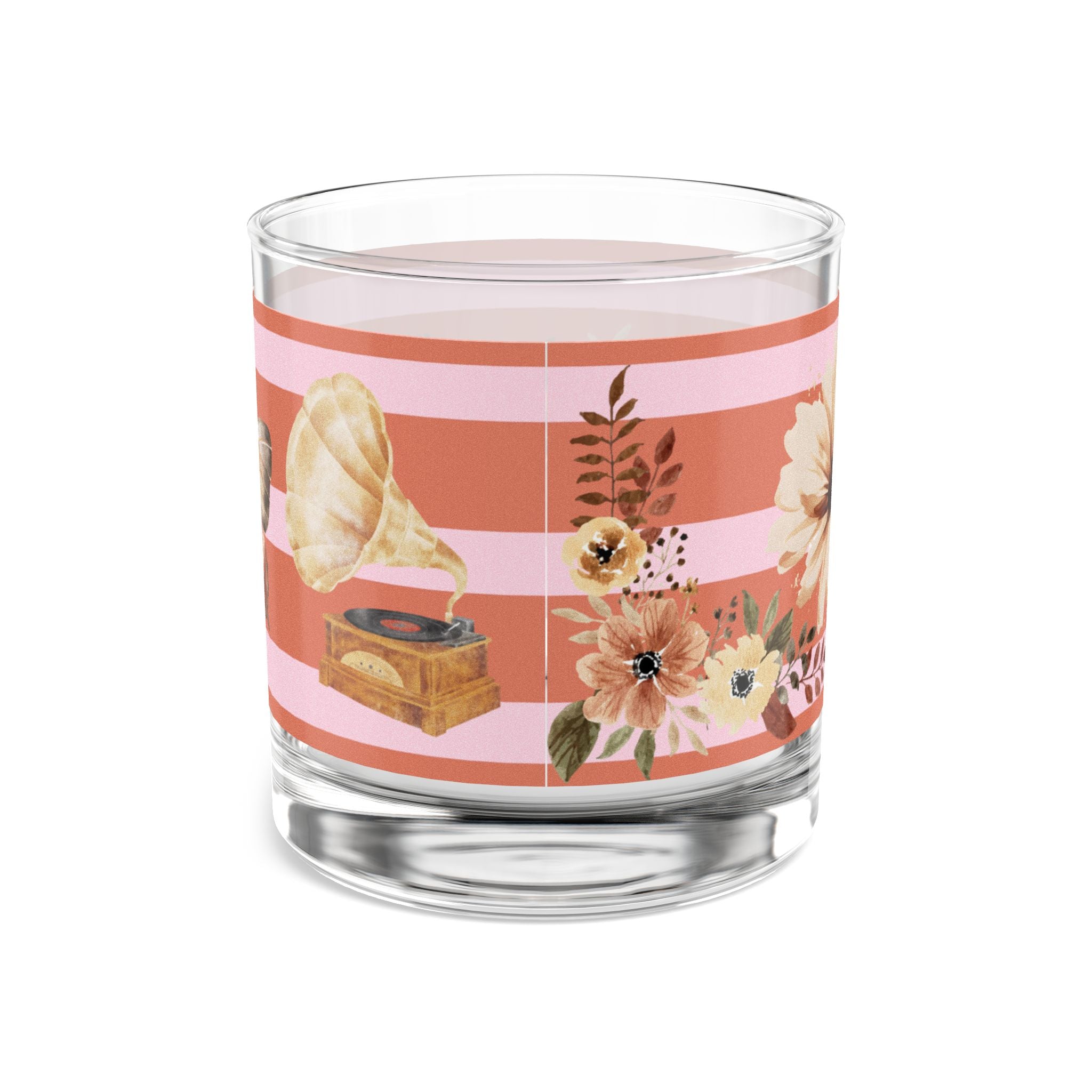 Golden Era Gramophone Floral Glass – 1950s Retro Charm 🌸🎶