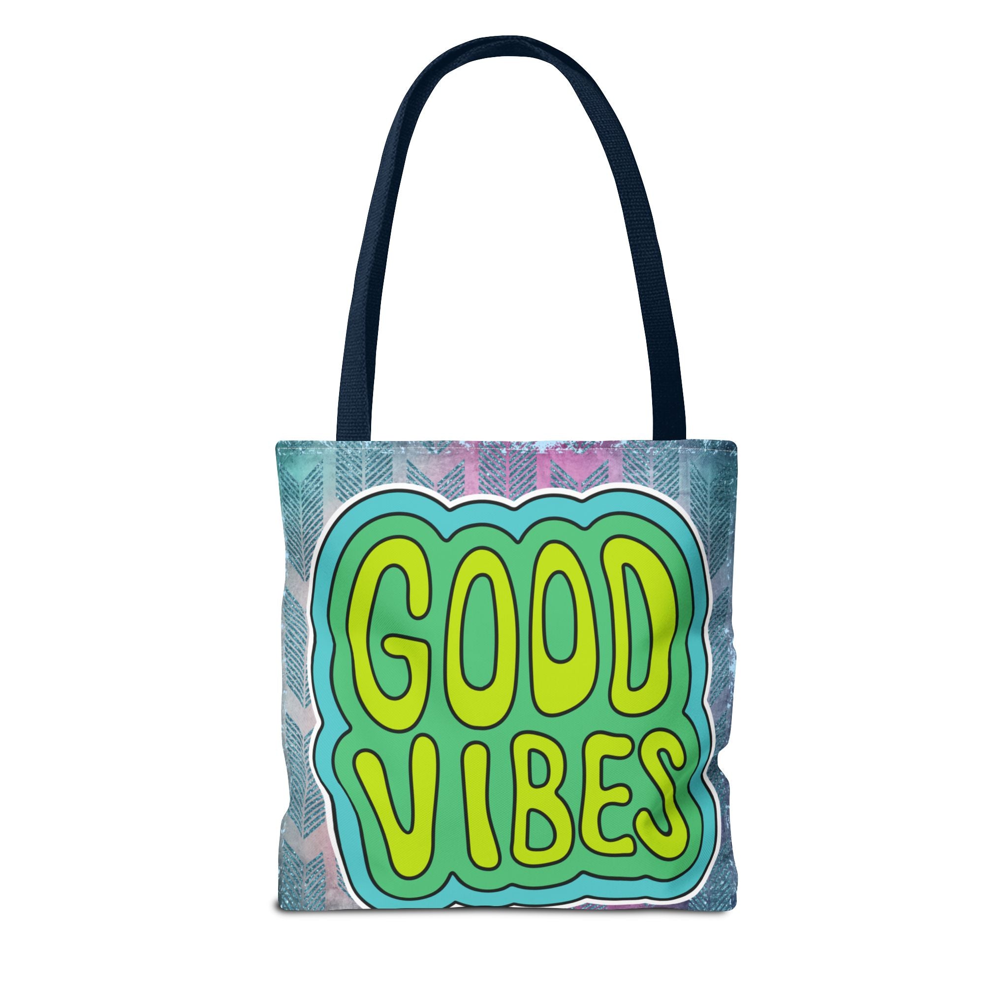 💚 70s Good Vibes Green & Blue Retro Throwback Tote Bag