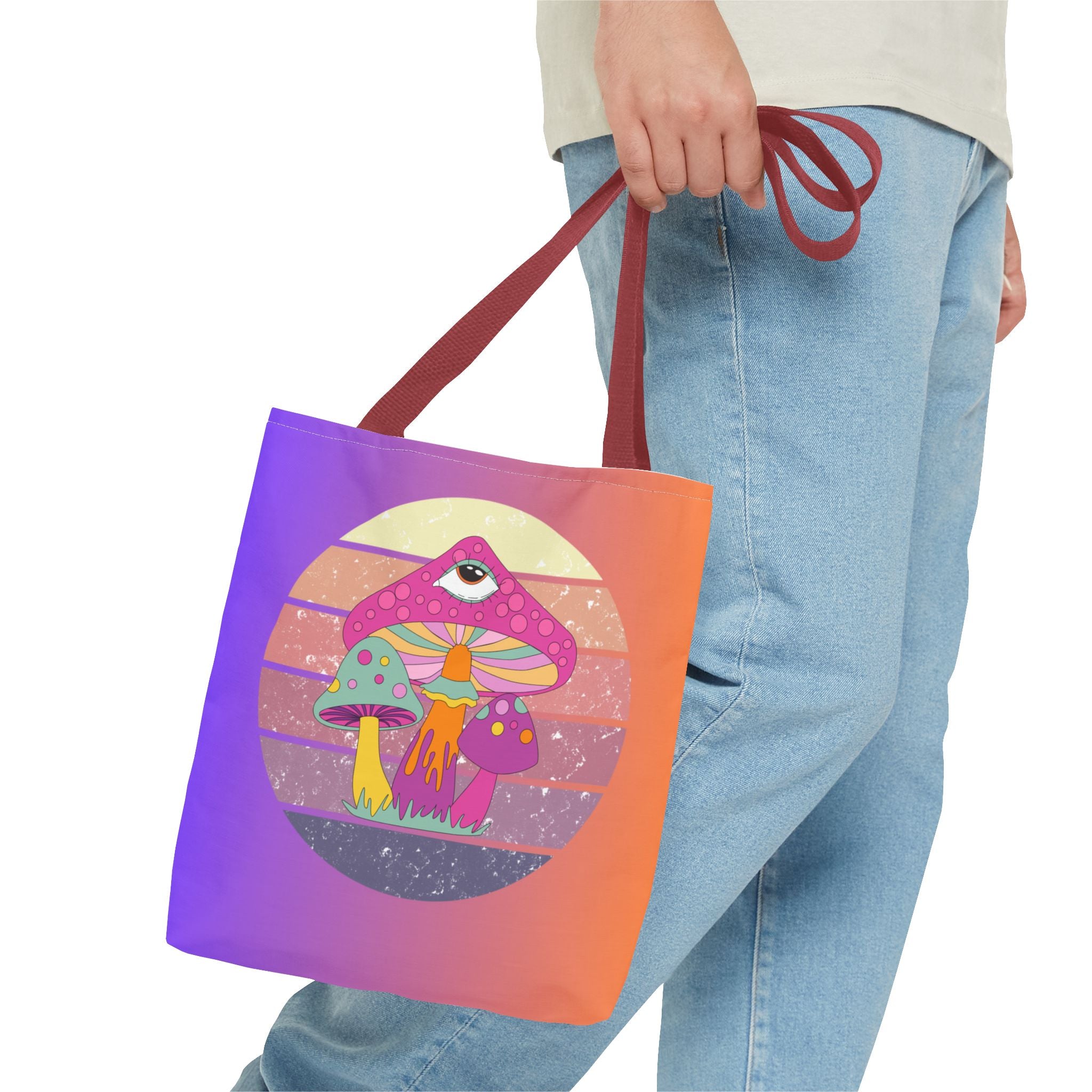 🍄🎶 70s Trippy Mushroom Synthwave Tote Bag 🌈✨