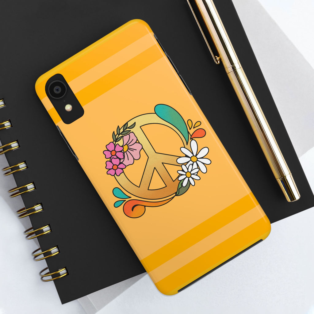 60s–70s Yellow Peace Sign Phone Case ✌️📱