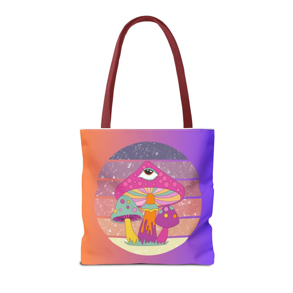 🍄🎶 70s Trippy Mushroom Synthwave Tote Bag 🌈✨
