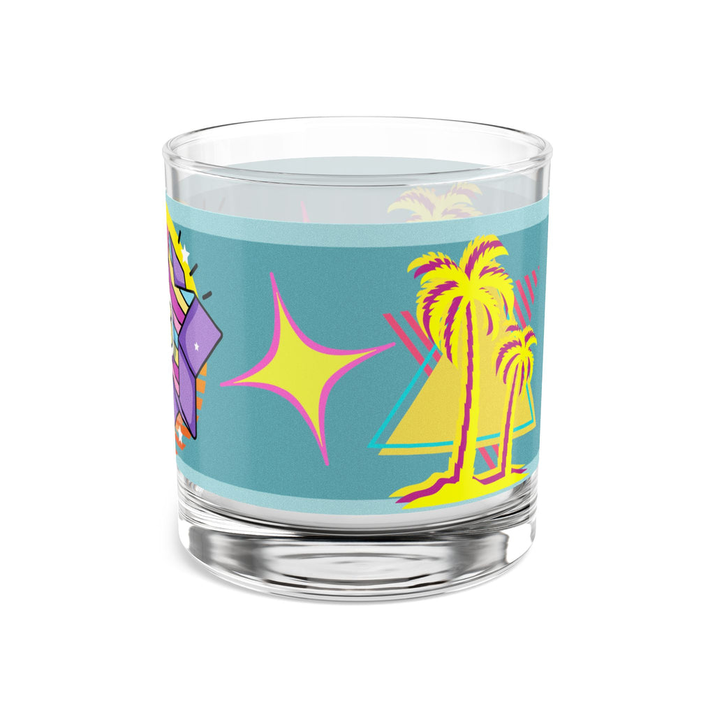 🌴🎉 80s Celebration Miami Palm Trees Glass 🌅✨