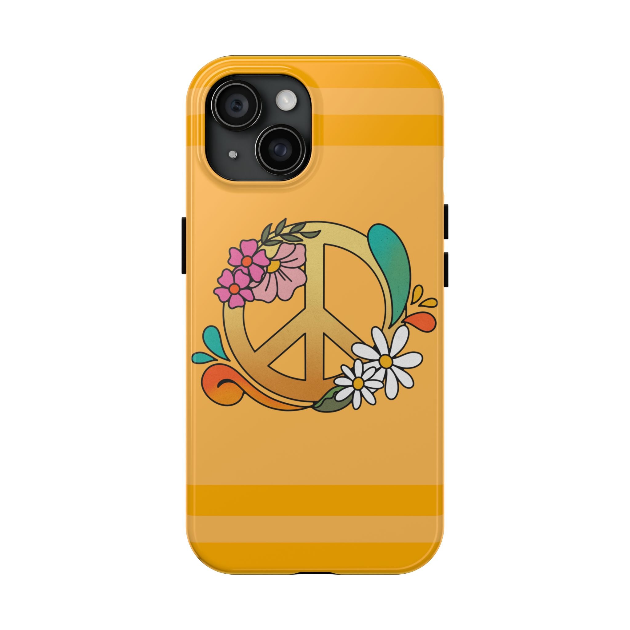 60s–70s Yellow Peace Sign Phone Case ✌️📱