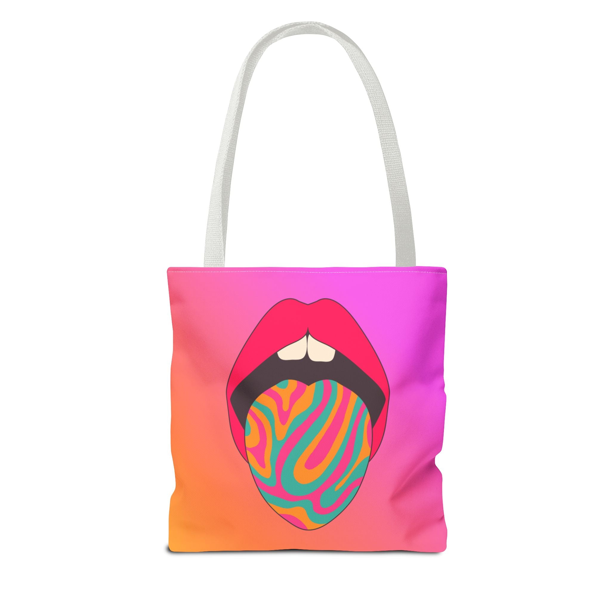 👄🌈 60s–70s Psychedelic Lips & Tongue Tote Bag ✨🍄