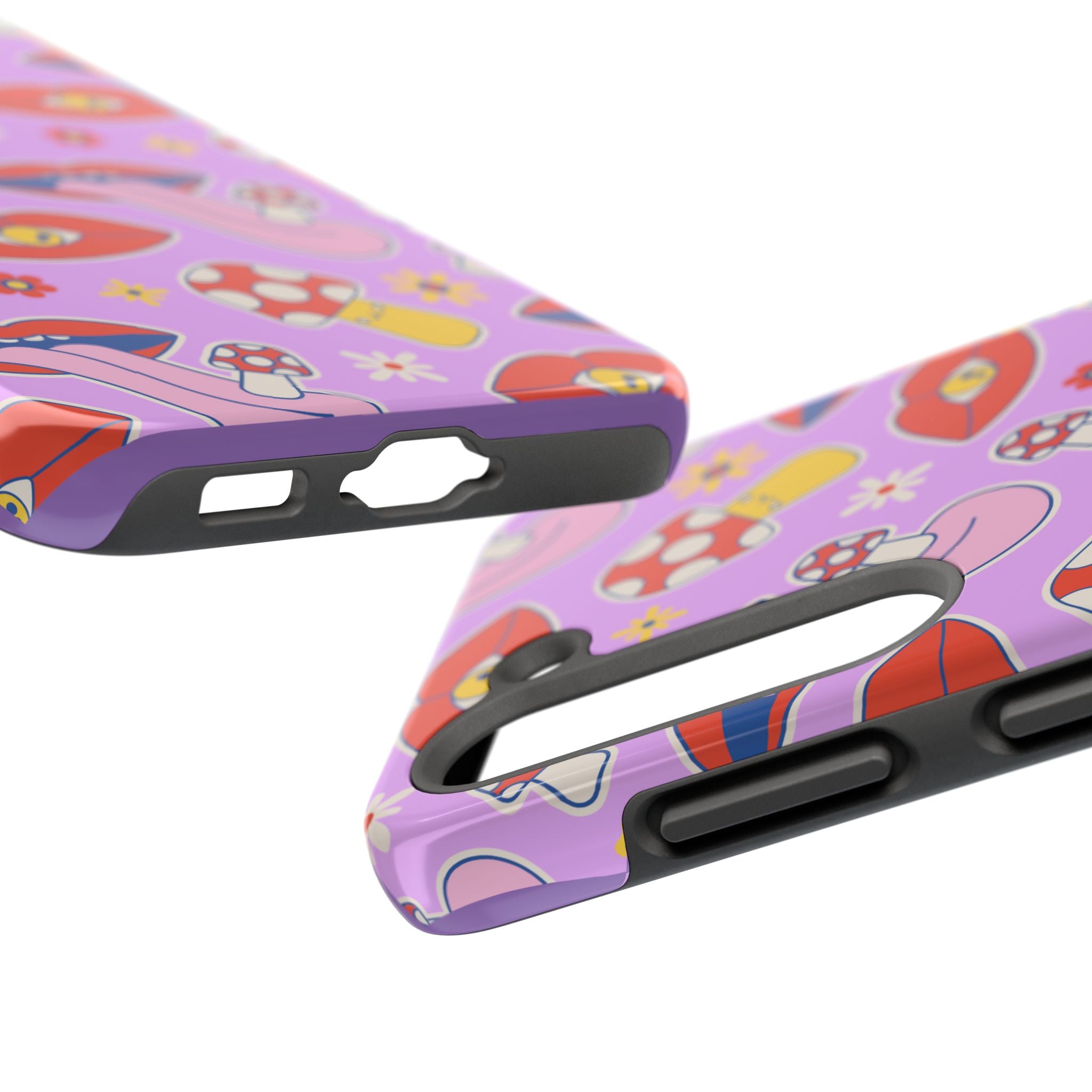 70s Lips Mushrooms Flower Power Purple Phone Case 💜🍄🌼