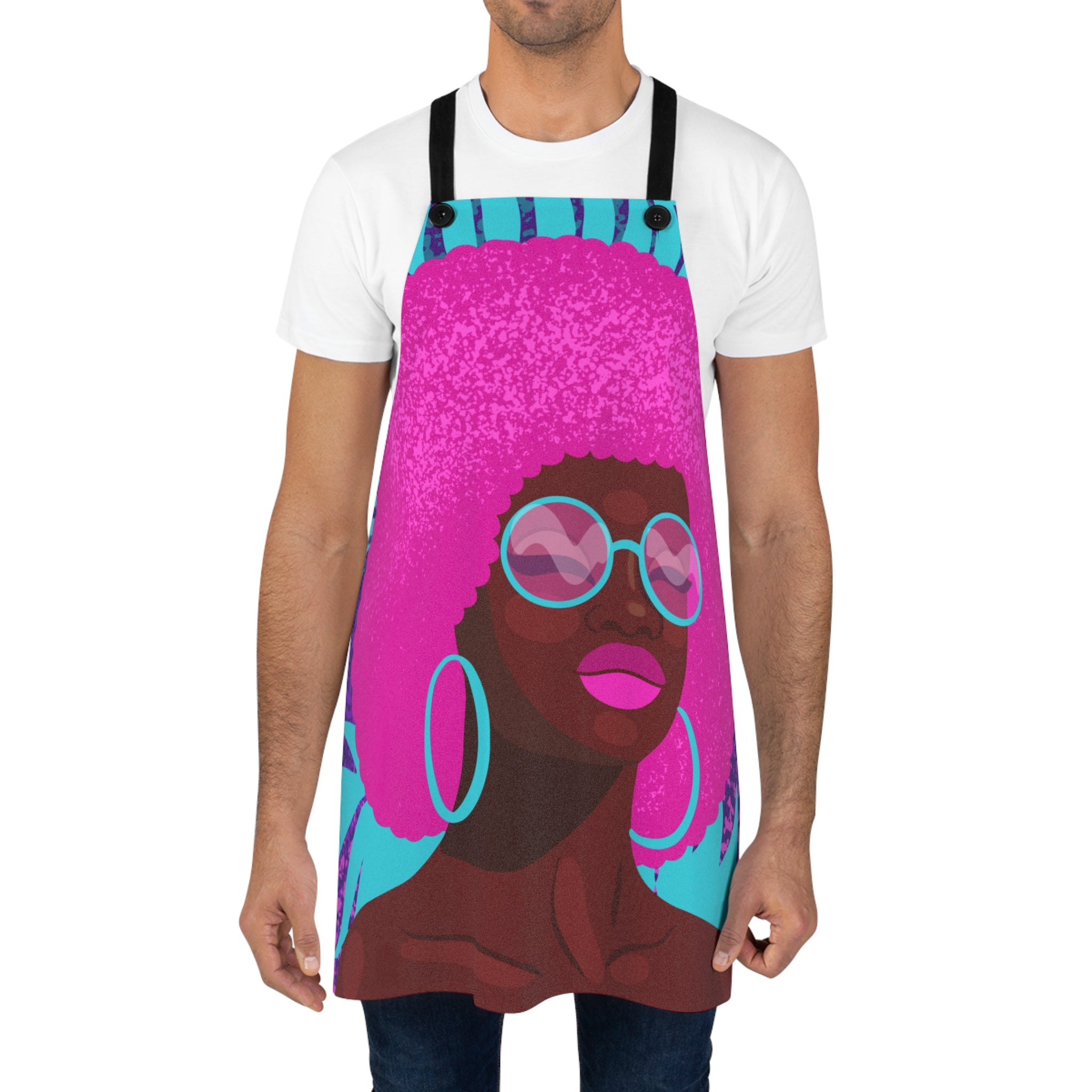 60s–70s Hot Pink Afro Woman Cooking Apron 💖👩🏾‍🍳