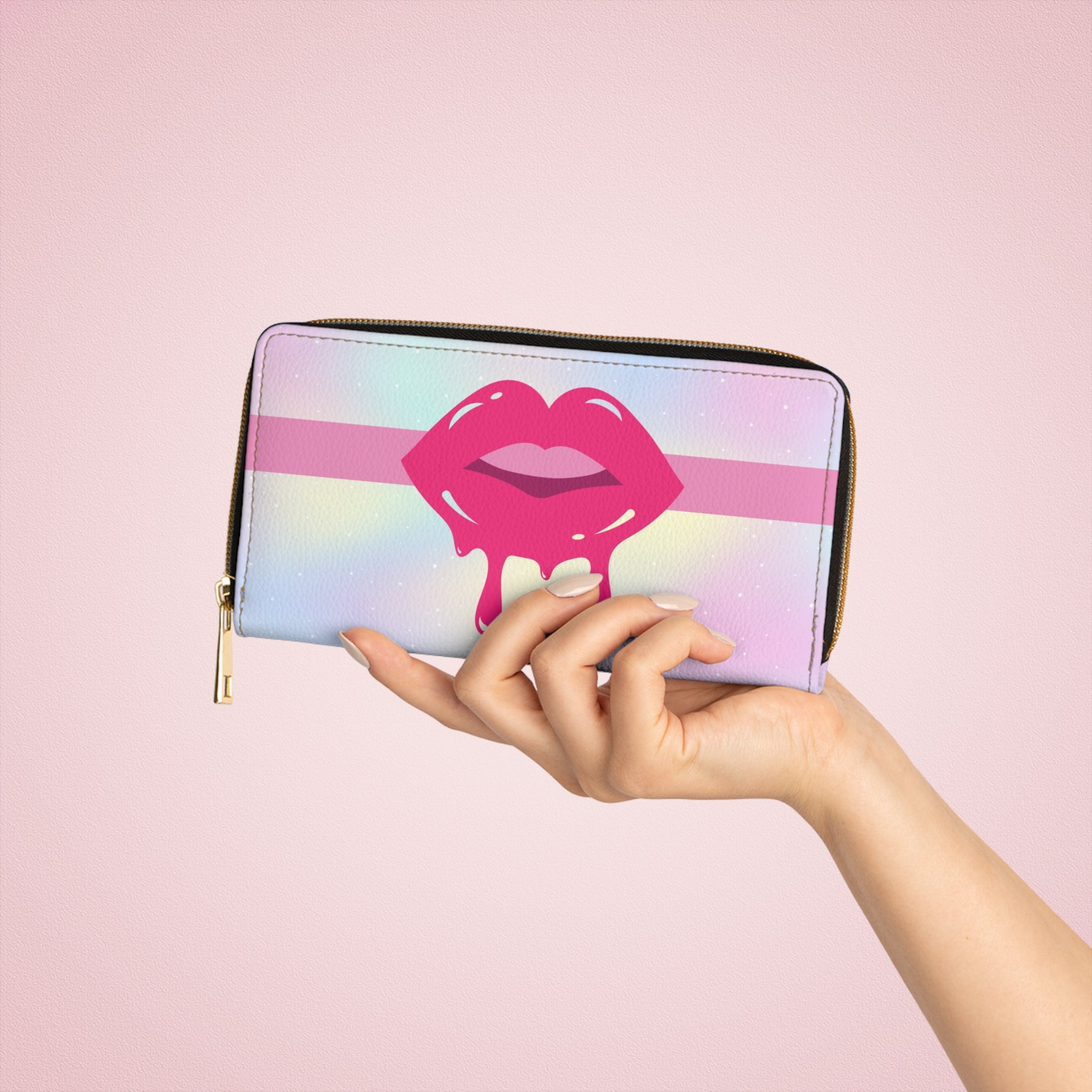 Y2K Sparkle Hot Pink Lips Wallet 💋✨🌈