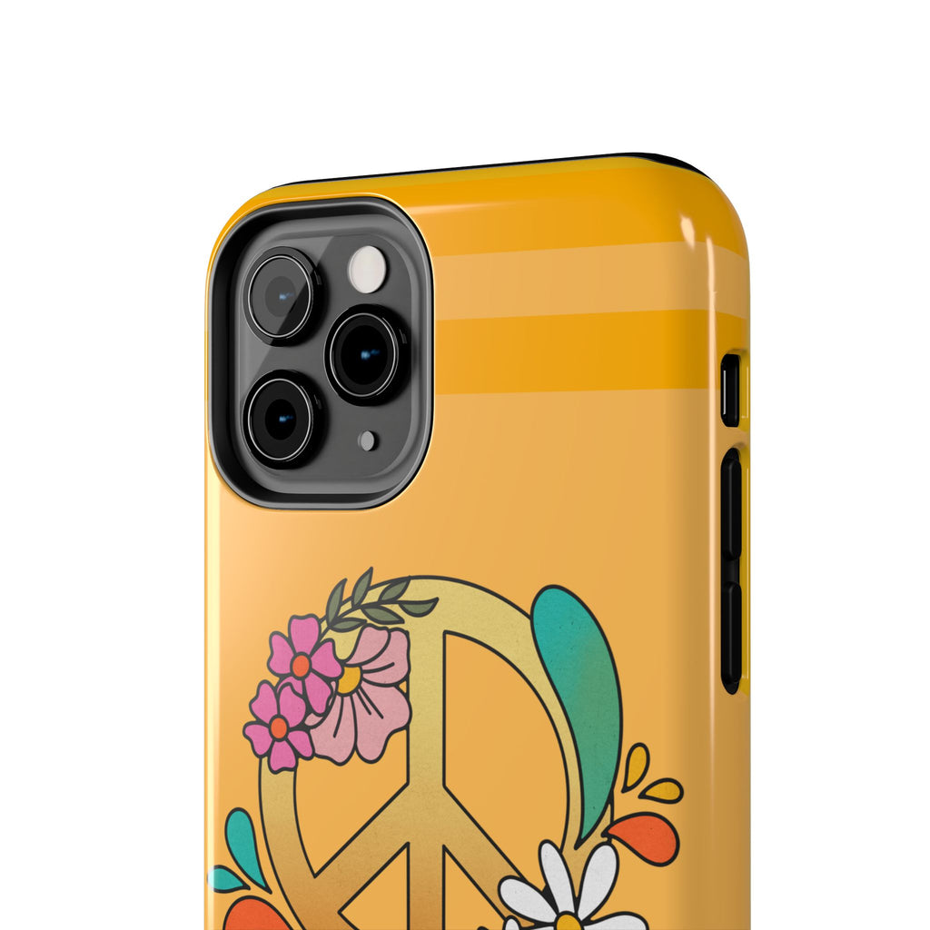 60s–70s Yellow Peace Sign Phone Case ✌️📱
