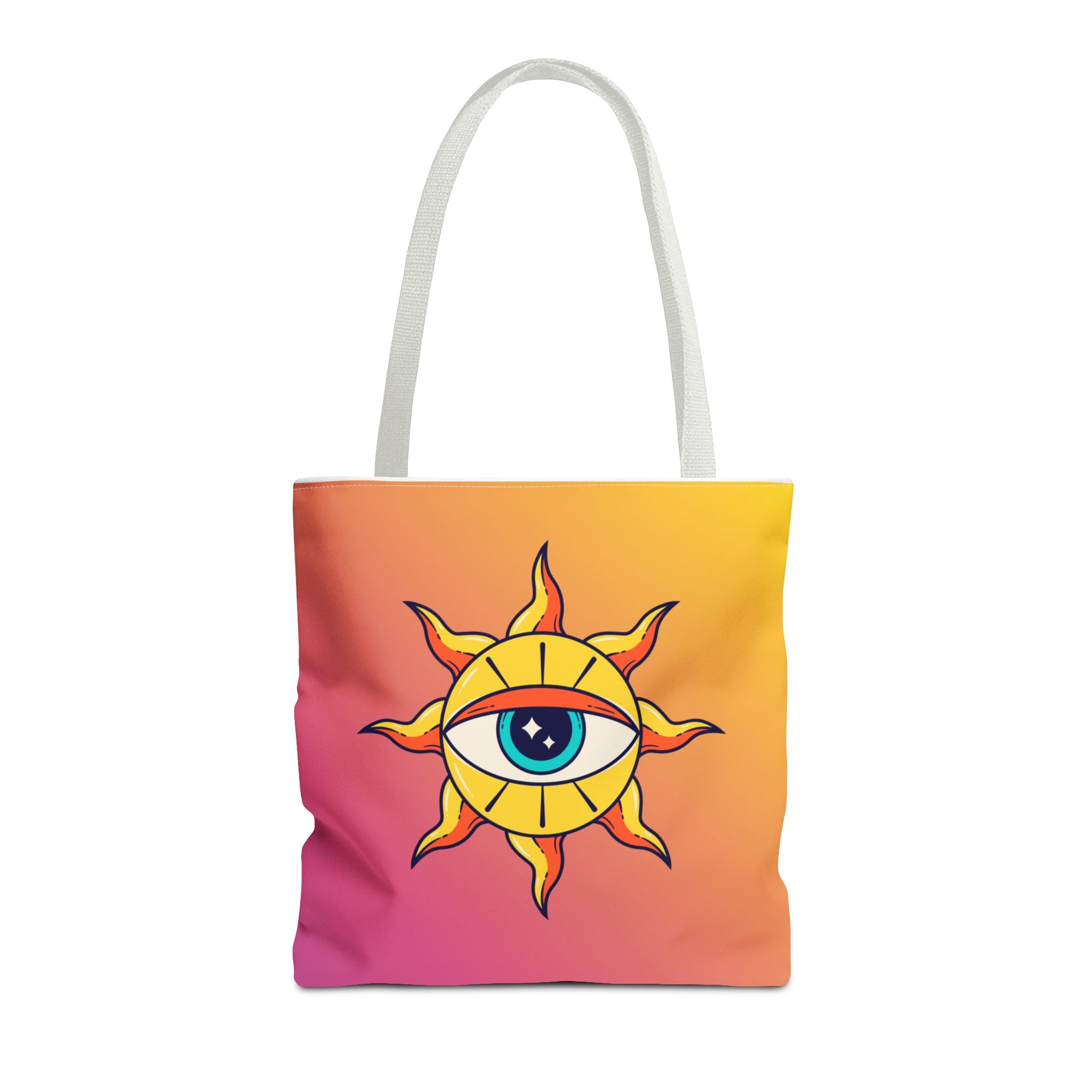 🌞👁️ 70s All-Seeing Eye Sun Design Tote Bag ✨🌿