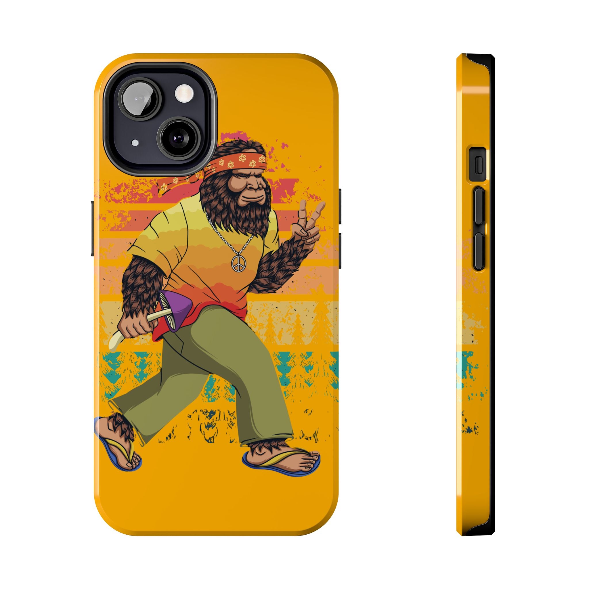 70s Bigfoot Mushroom Hunting Peace Phone Case 🍄✌️