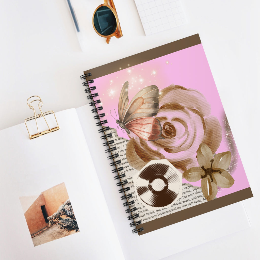 🦋🌸 50s Butterfly Vintage Floral Journal – Pink Background 💖✨