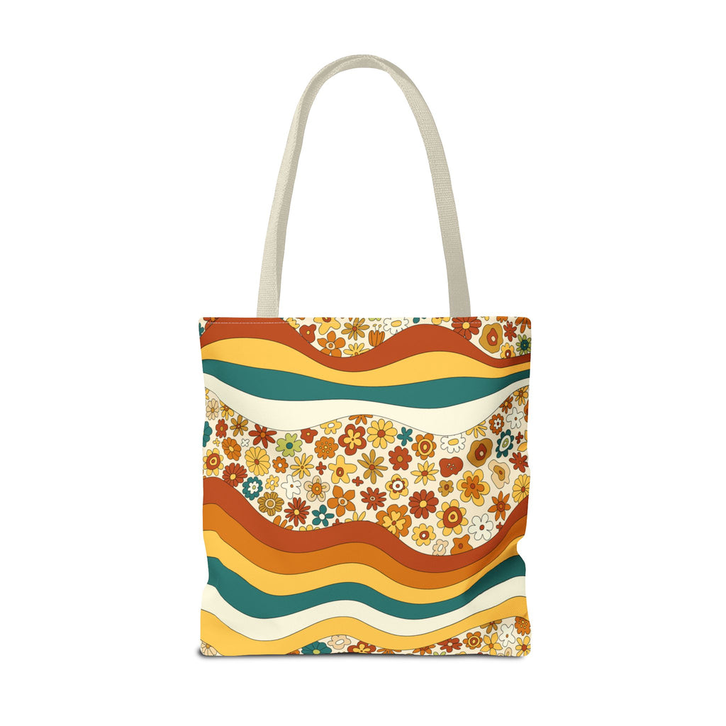 ✌️ 70s Floral Hippie Peace Sign Tote Bag