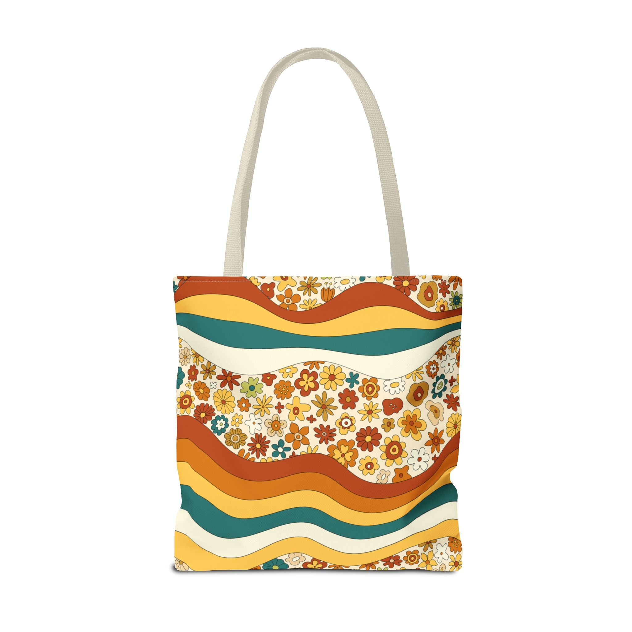 ✌️ 70s Floral Hippie Peace Sign Tote Bag