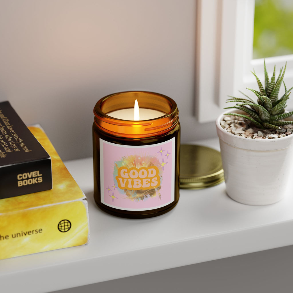60s–70s Good Vibes Candle ☮️🕯️