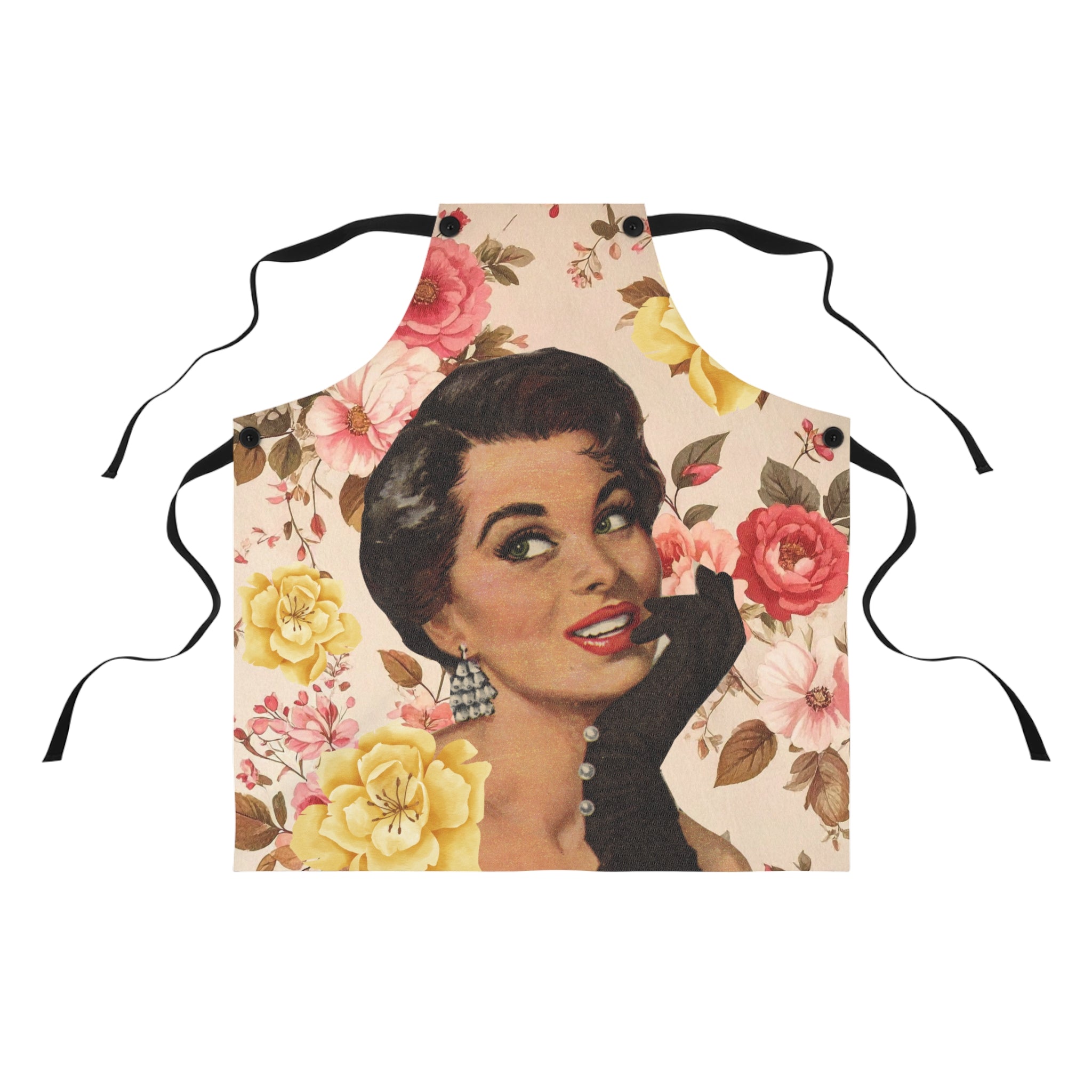 🌸👩‍🍳 Vintage 1955 Woman Floral Apron 💐✨