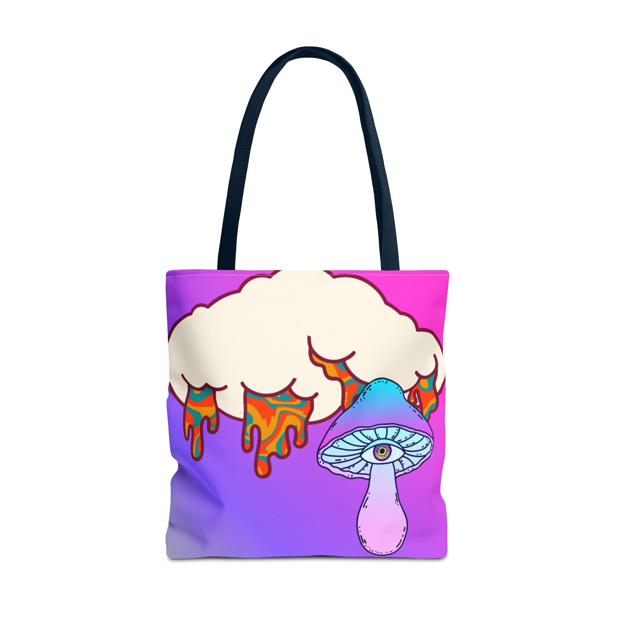 🍄☁️ 70s Trippy Cloud & Mushroom Tote Bag 🌈✨