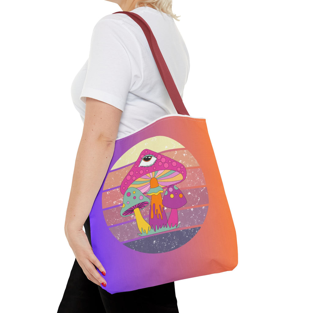 🍄🎶 70s Trippy Mushroom Synthwave Tote Bag 🌈✨