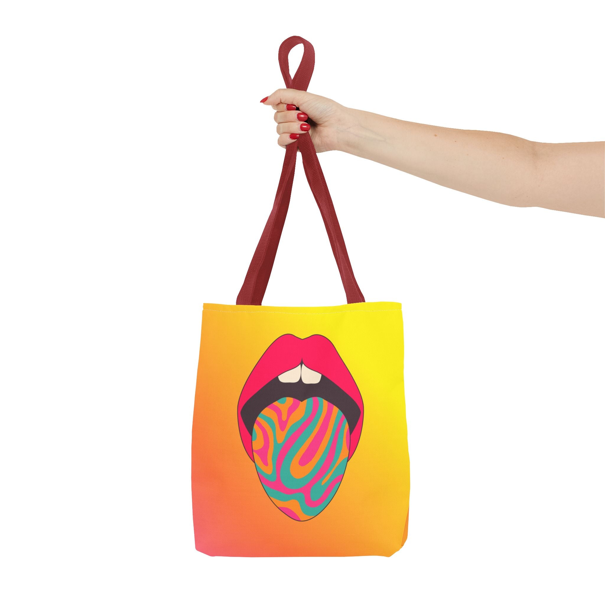 👄🌈 60s–70s Psychedelic Lips & Tongue Tote Bag ✨🍄