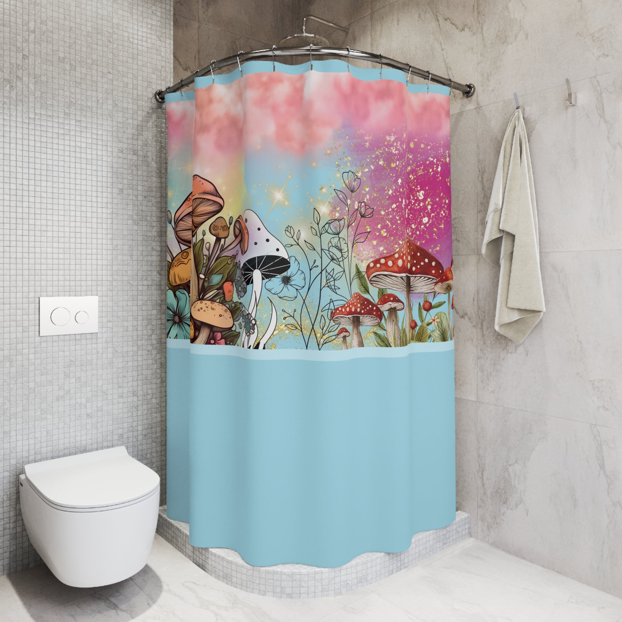 🍄🌤️ 70s Mushroom Afternoon Shower Curtain 🌼✨