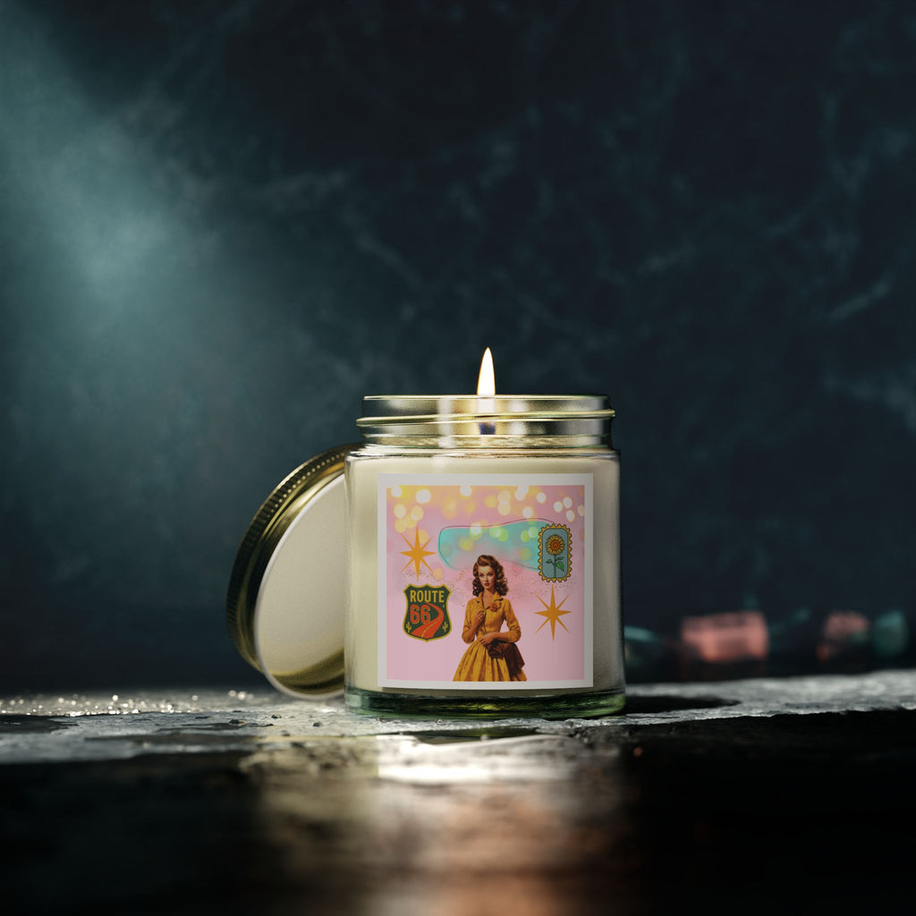 50s Route 66 Stamp Candle 🚗🕯️