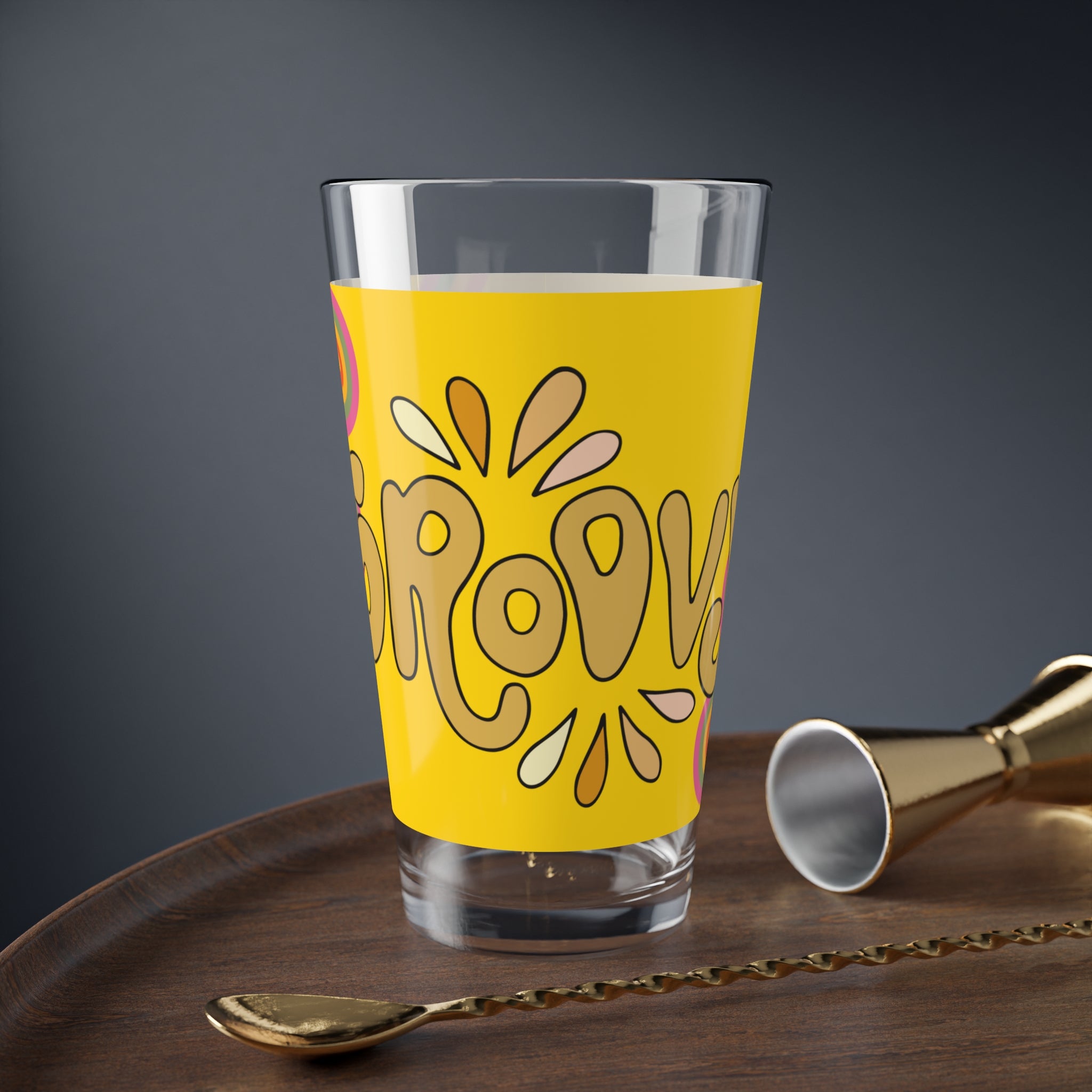 🌈 70s Rainbow Groovy Text Glass