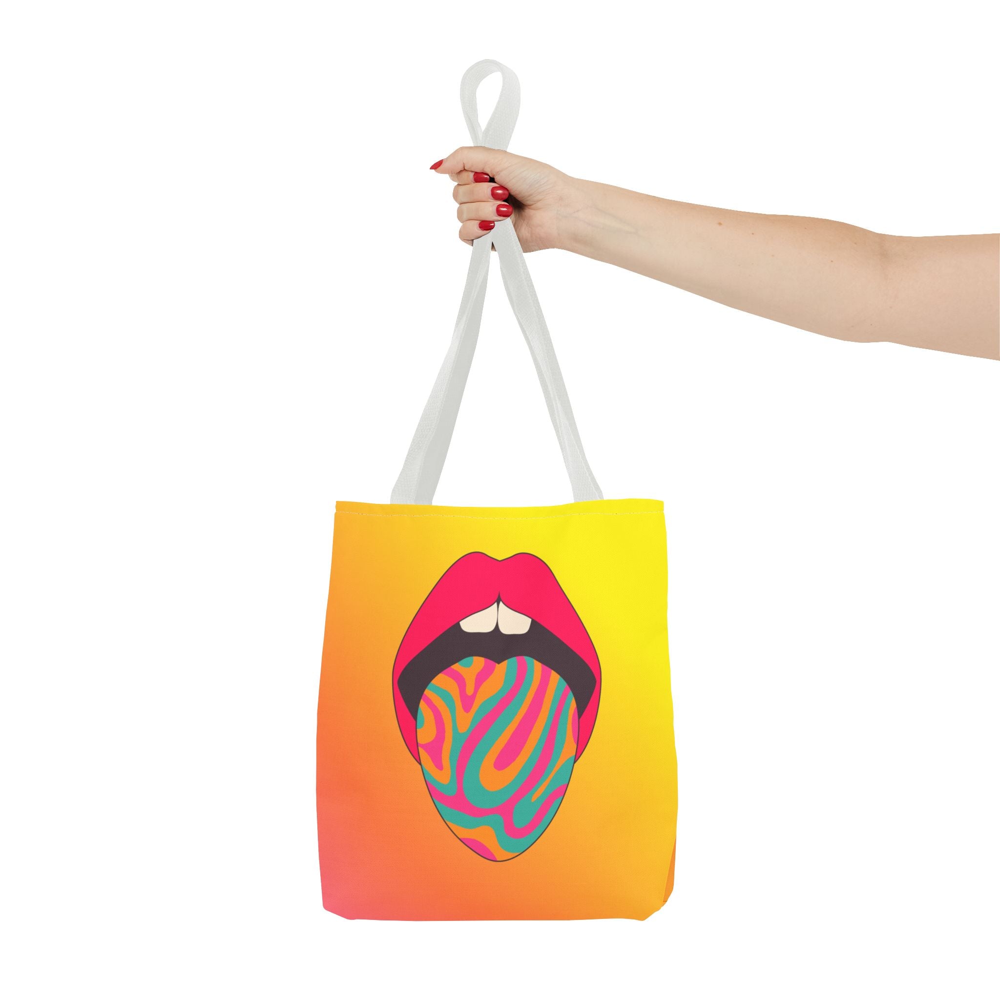 👄🌈 60s–70s Psychedelic Lips & Tongue Tote Bag ✨🍄