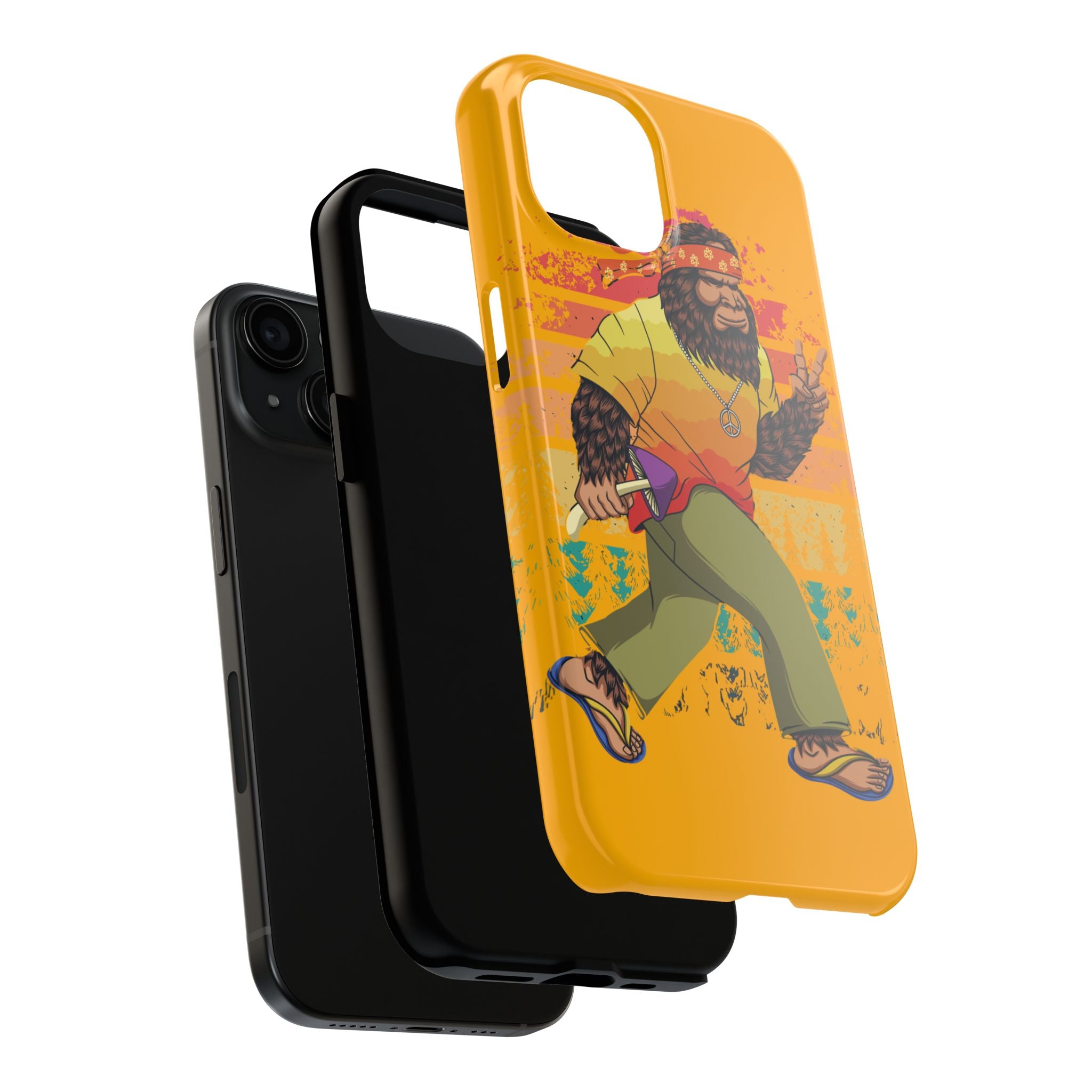 70s Bigfoot Mushroom Hunting Peace Phone Case 🍄✌️