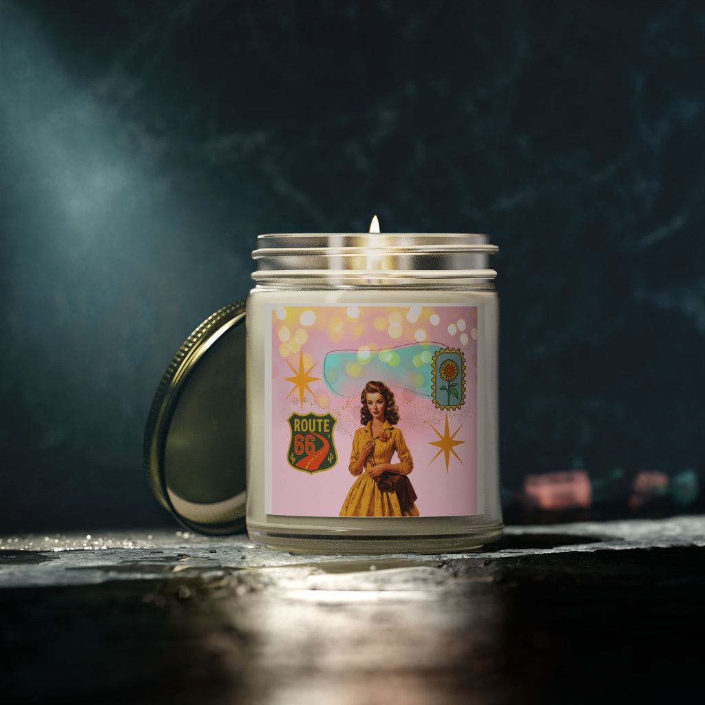 50s Route 66 Stamp Candle 🚗🕯️