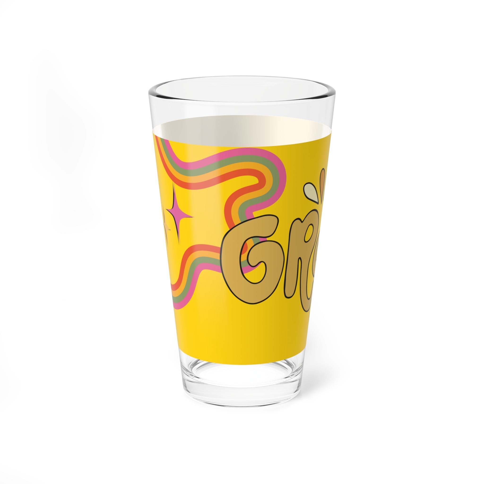 🌈 70s Rainbow Groovy Text Glass