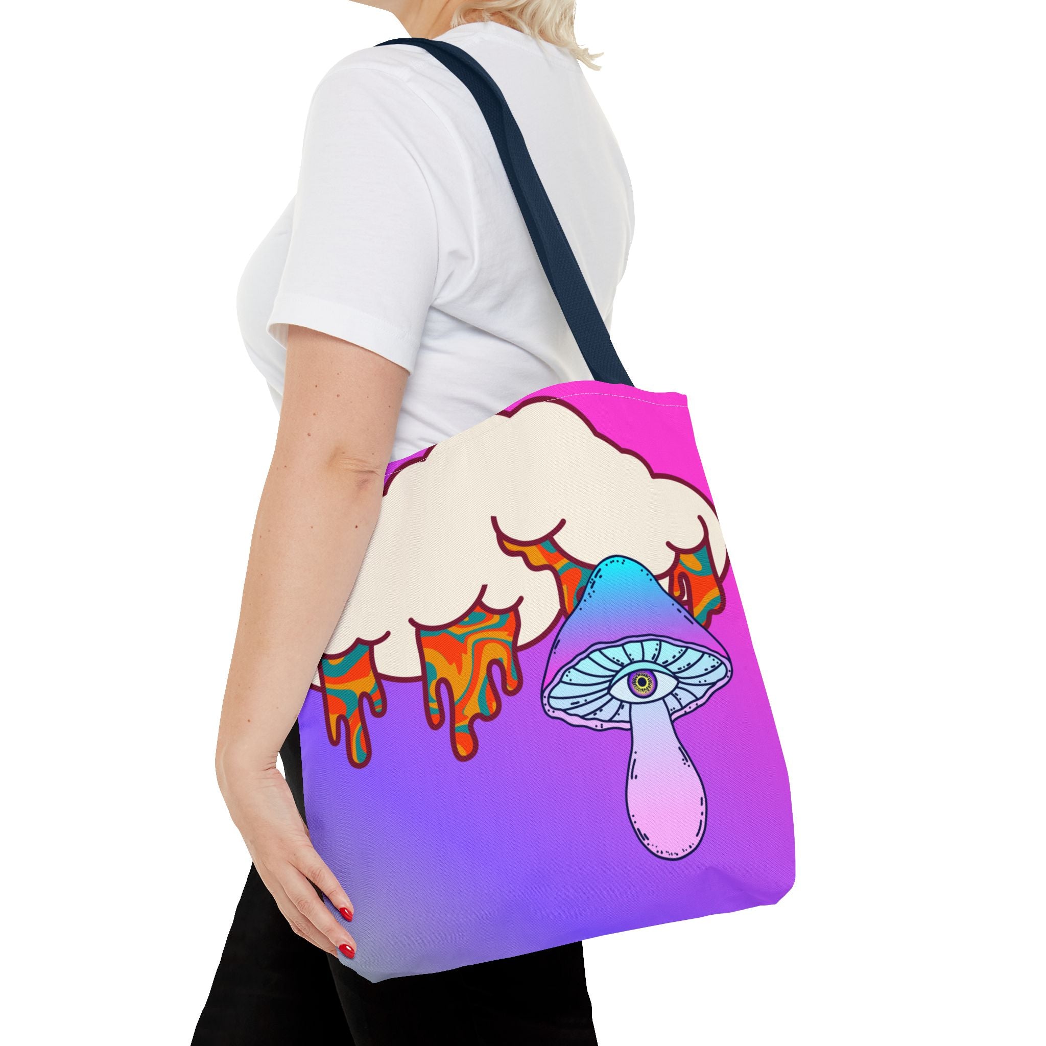 🍄☁️ 70s Trippy Cloud & Mushroom Tote Bag 🌈✨