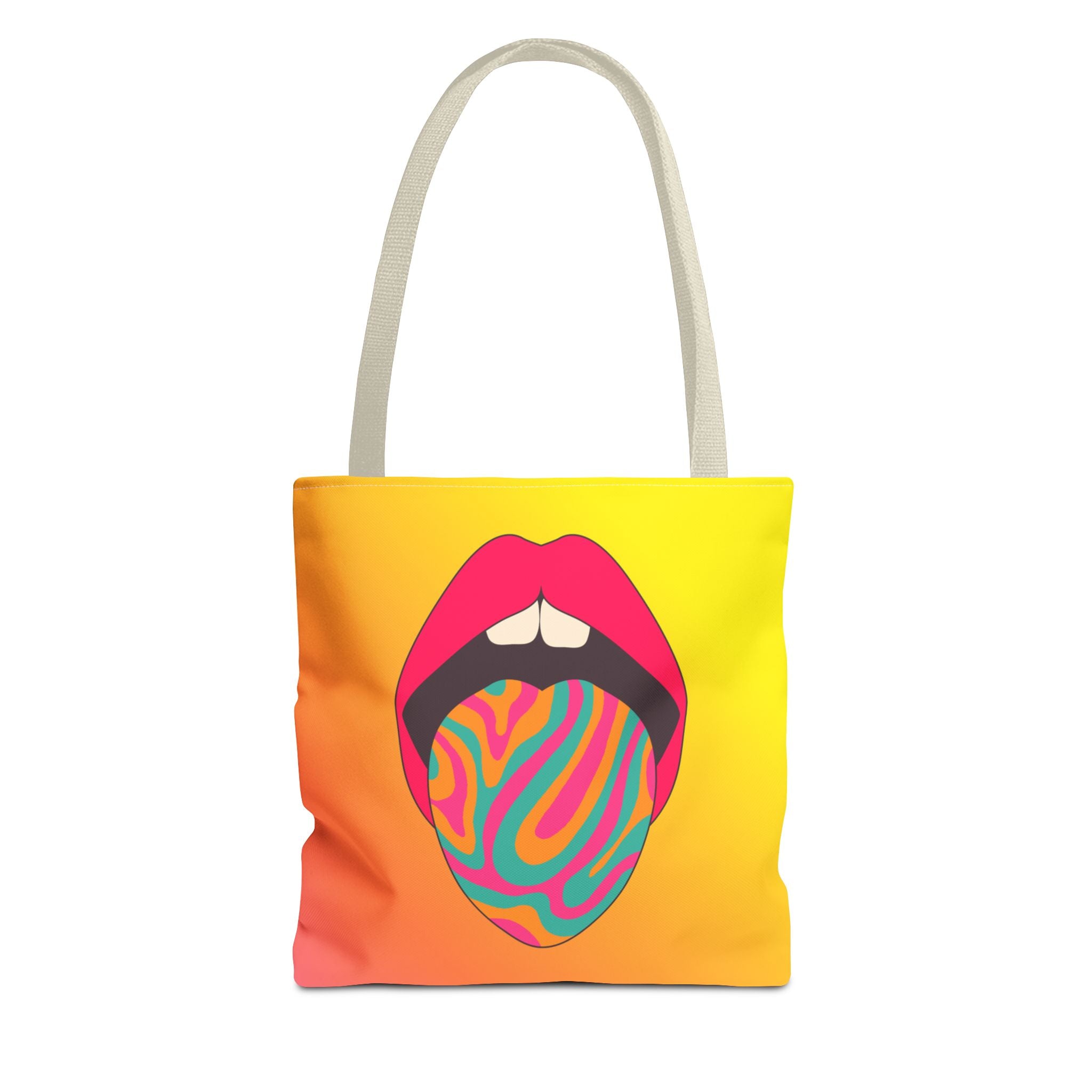 👄🌈 60s–70s Psychedelic Lips & Tongue Tote Bag ✨🍄