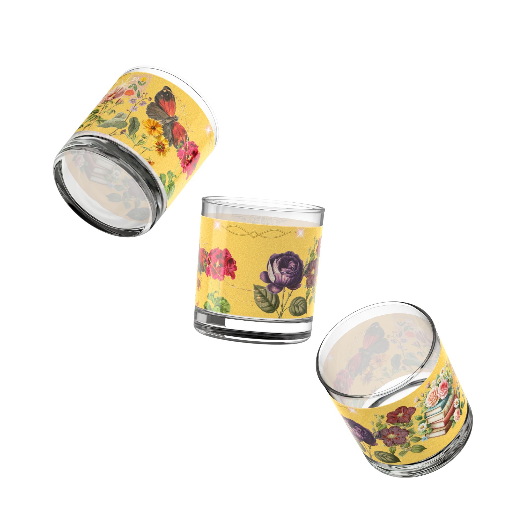 🌸🦋 50s Floral Butterfly Sunshine Garden Glass 🌞✨