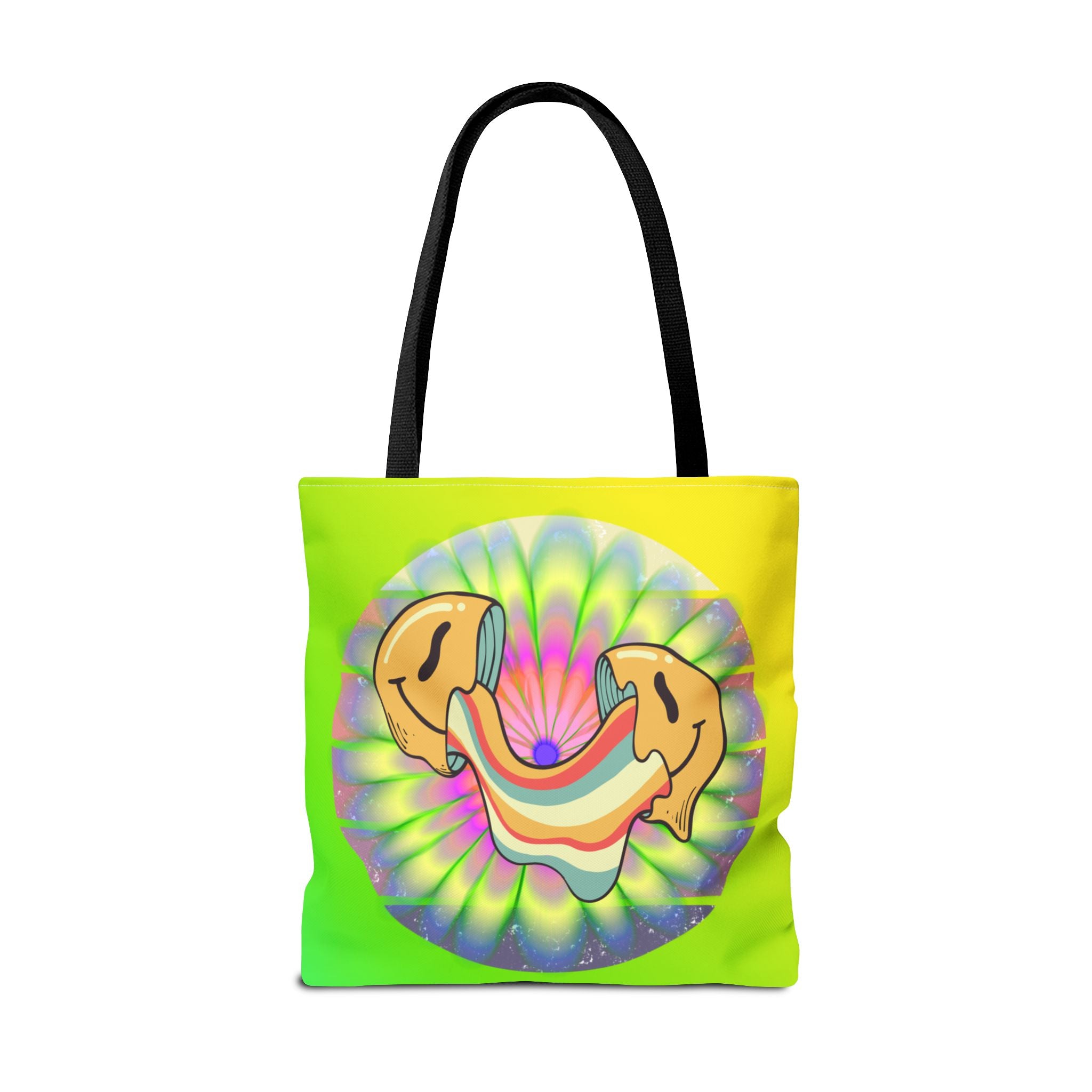 😊🌈 70s Trippy Psychedelic Smiley Tie-Dye Tote Bag ✨🍄