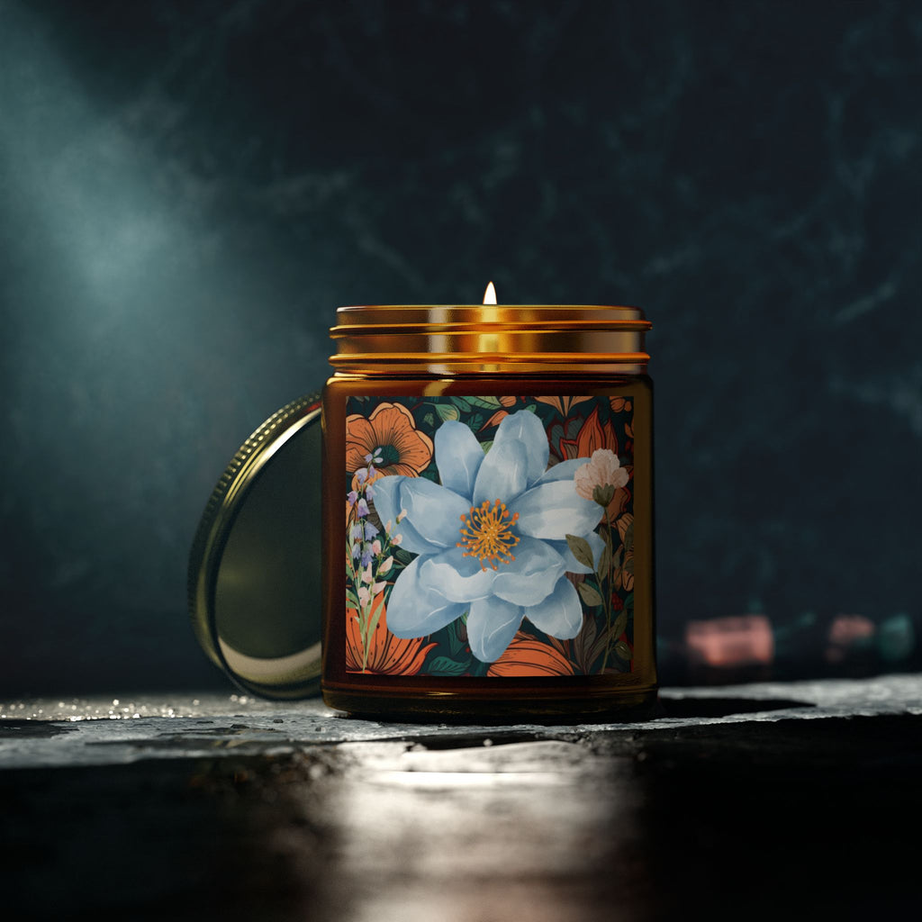 Blue Green Florals Candle 💙🌿🕯️