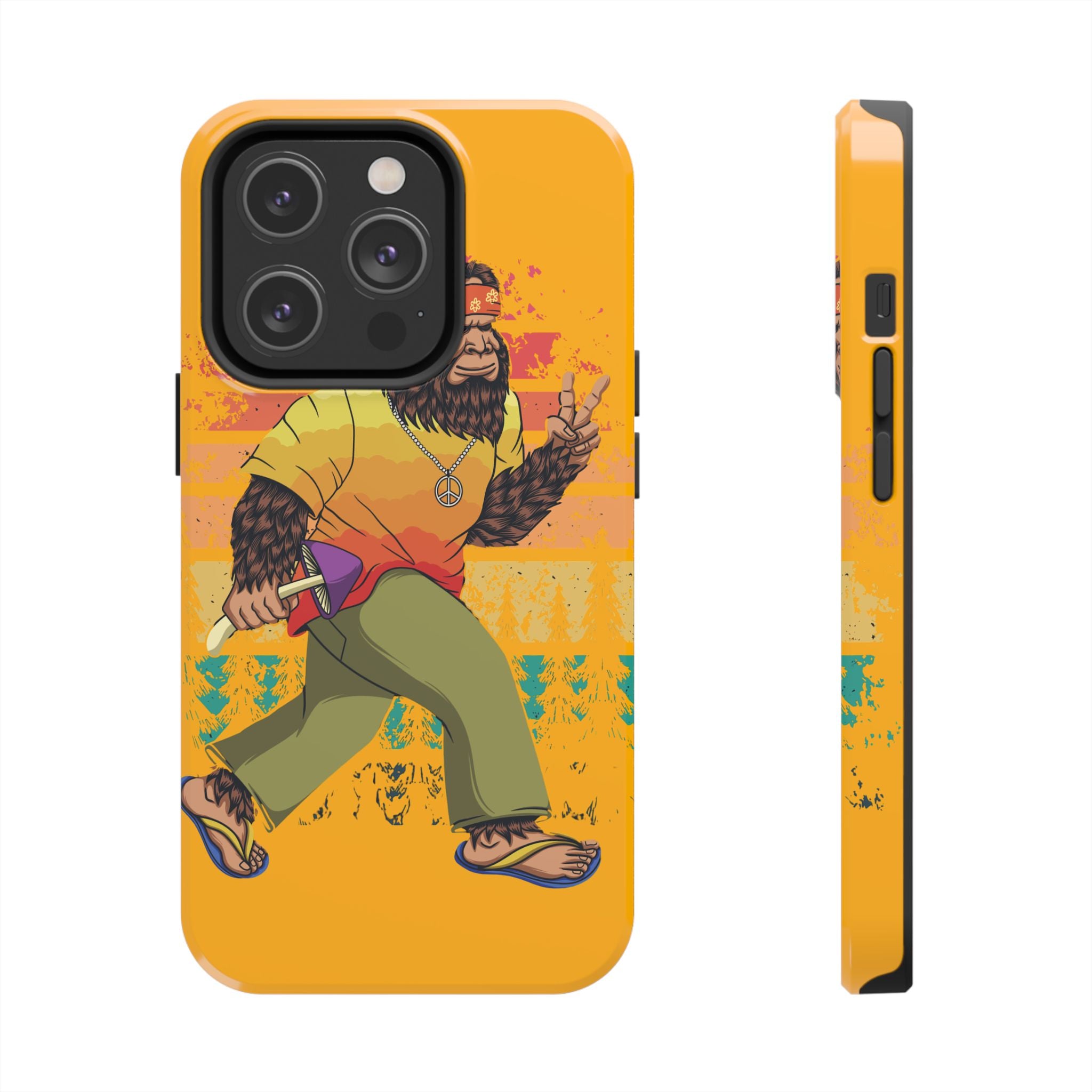 70s Bigfoot Mushroom Hunting Peace Phone Case 🍄✌️