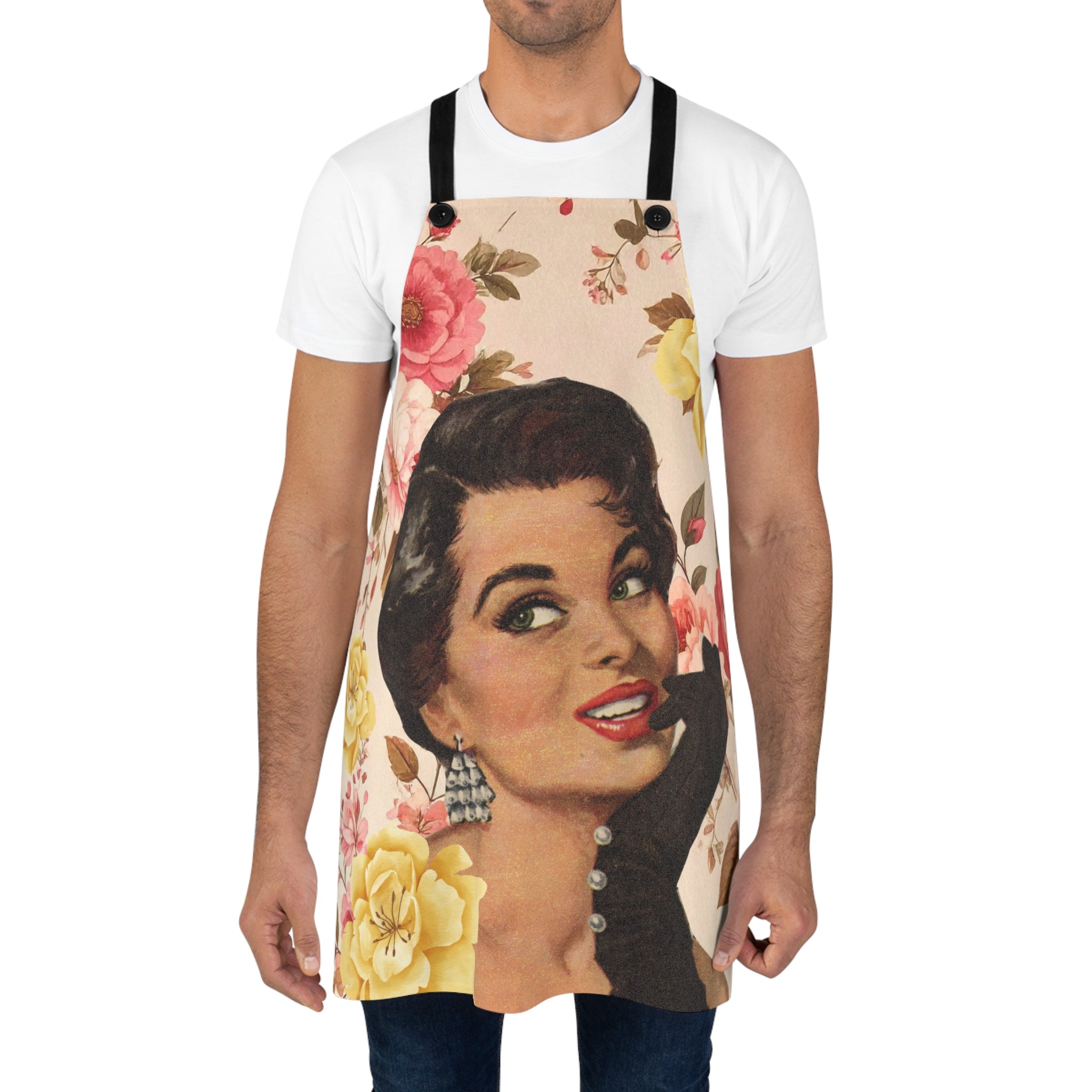 🌸👩‍🍳 Vintage 1955 Woman Floral Apron 💐✨