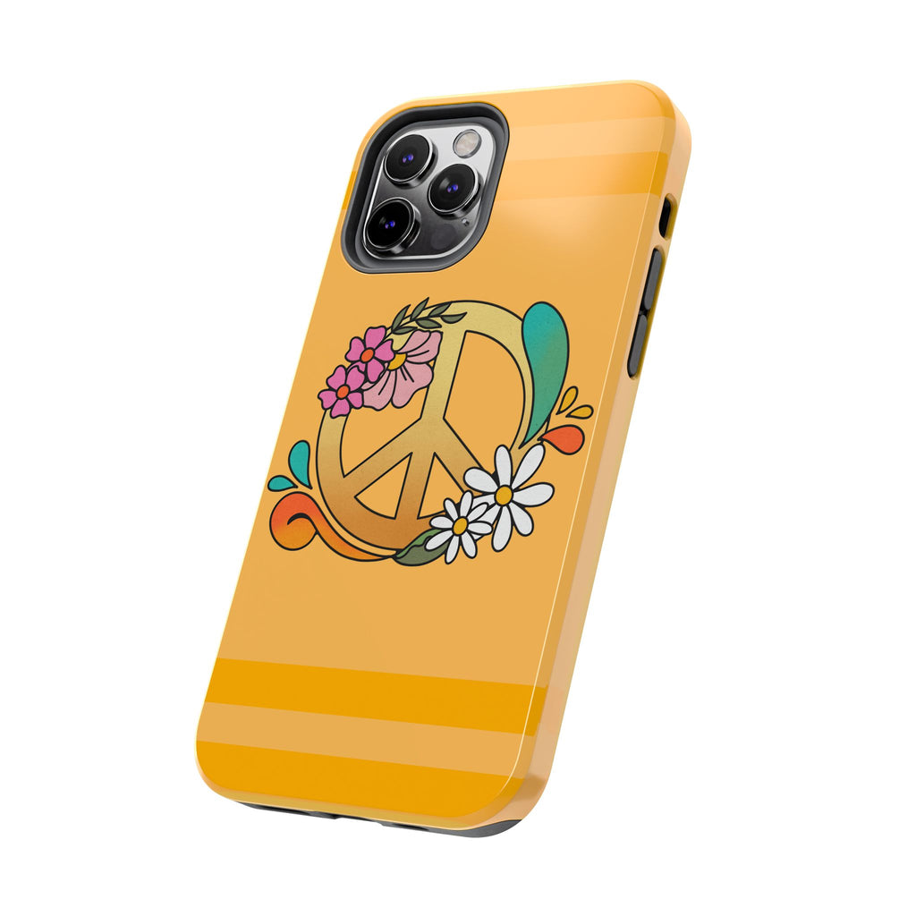 60s–70s Yellow Peace Sign Phone Case ✌️📱