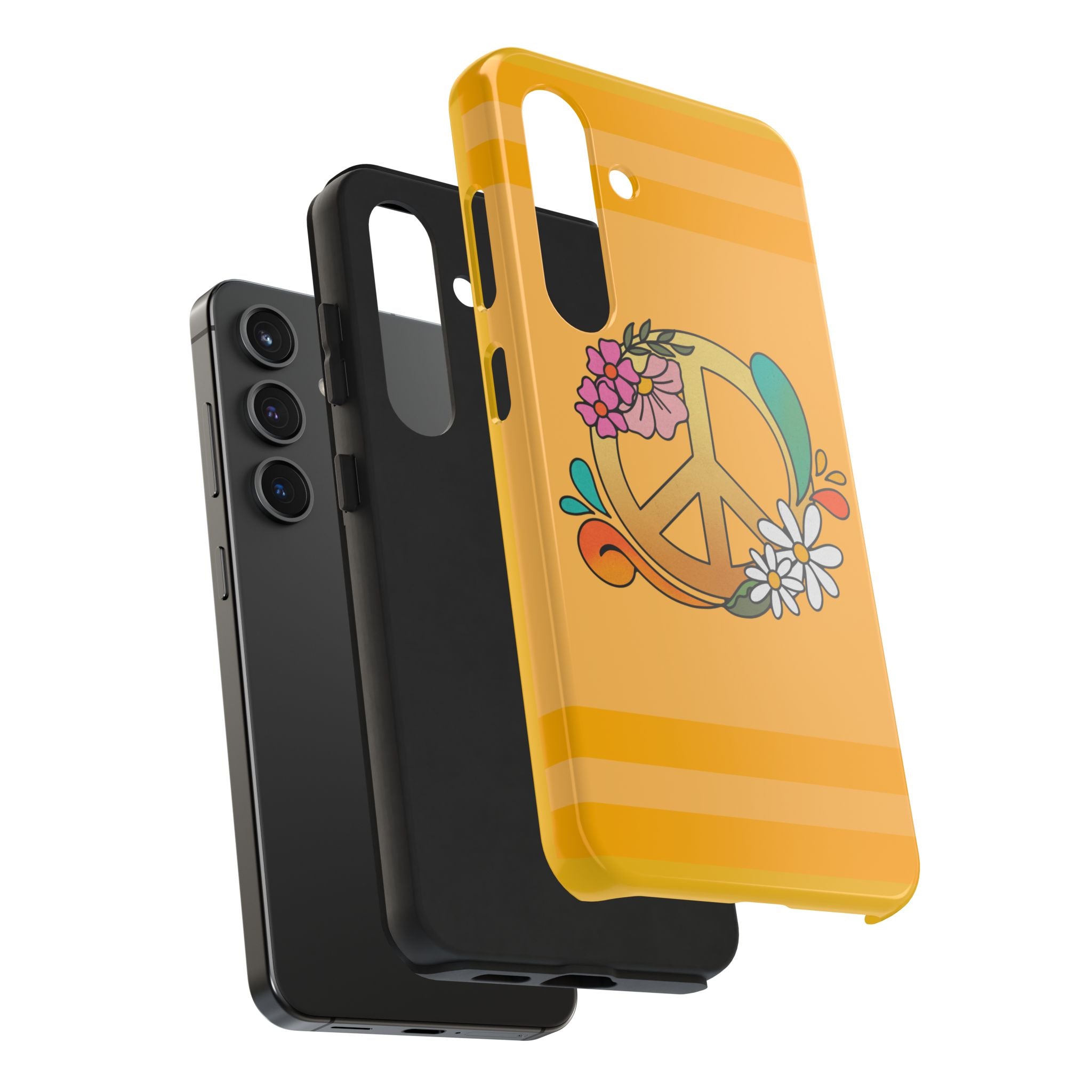 60s–70s Yellow Peace Sign Phone Case ✌️📱
