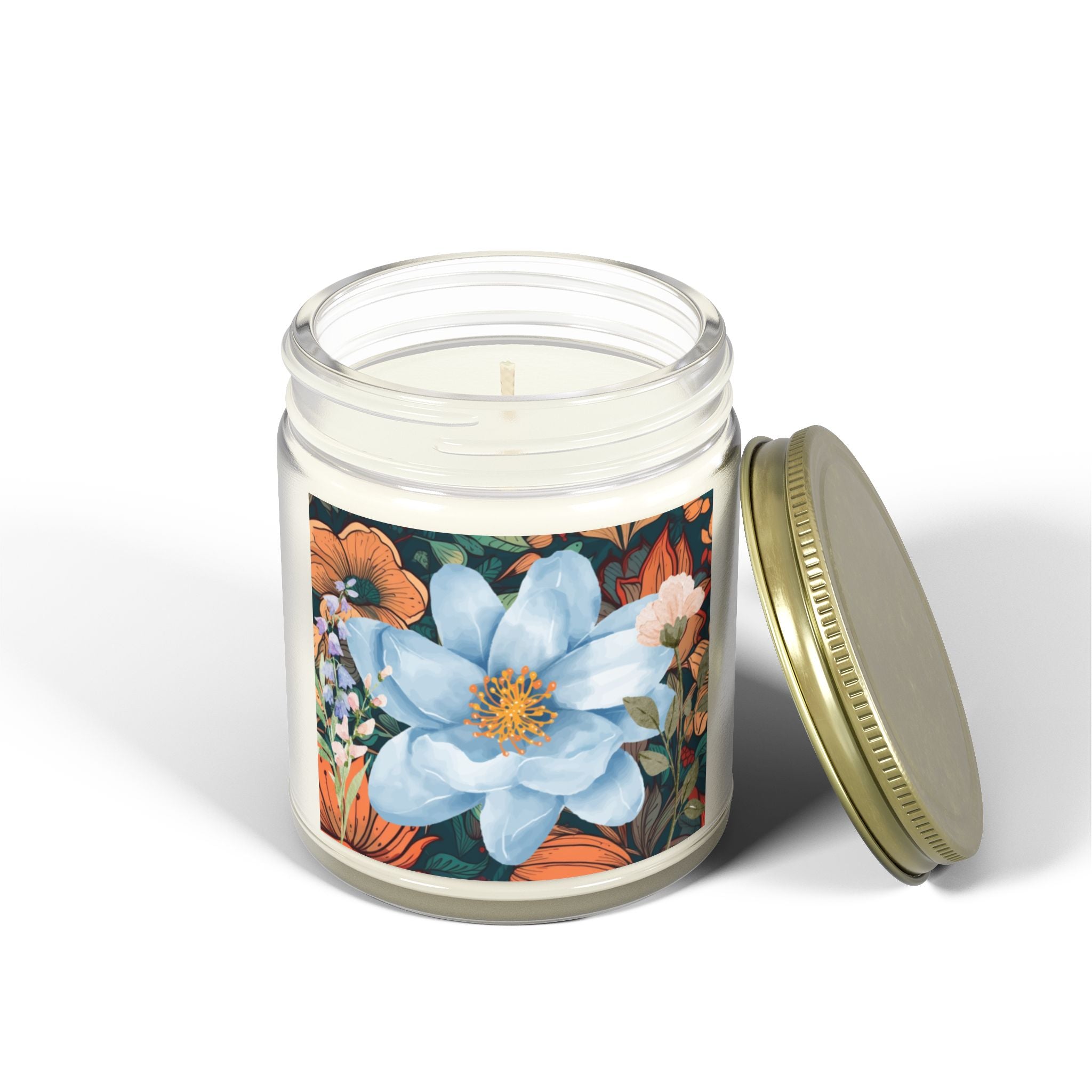 Blue Green Florals Candle 💙🌿🕯️